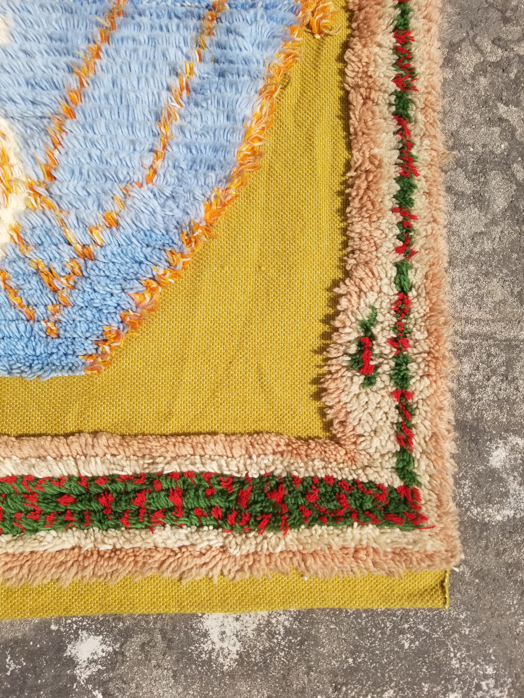 Vintage Traditional Handwoven Moroccan Wool Shaggy Rya Rug 205x110cm