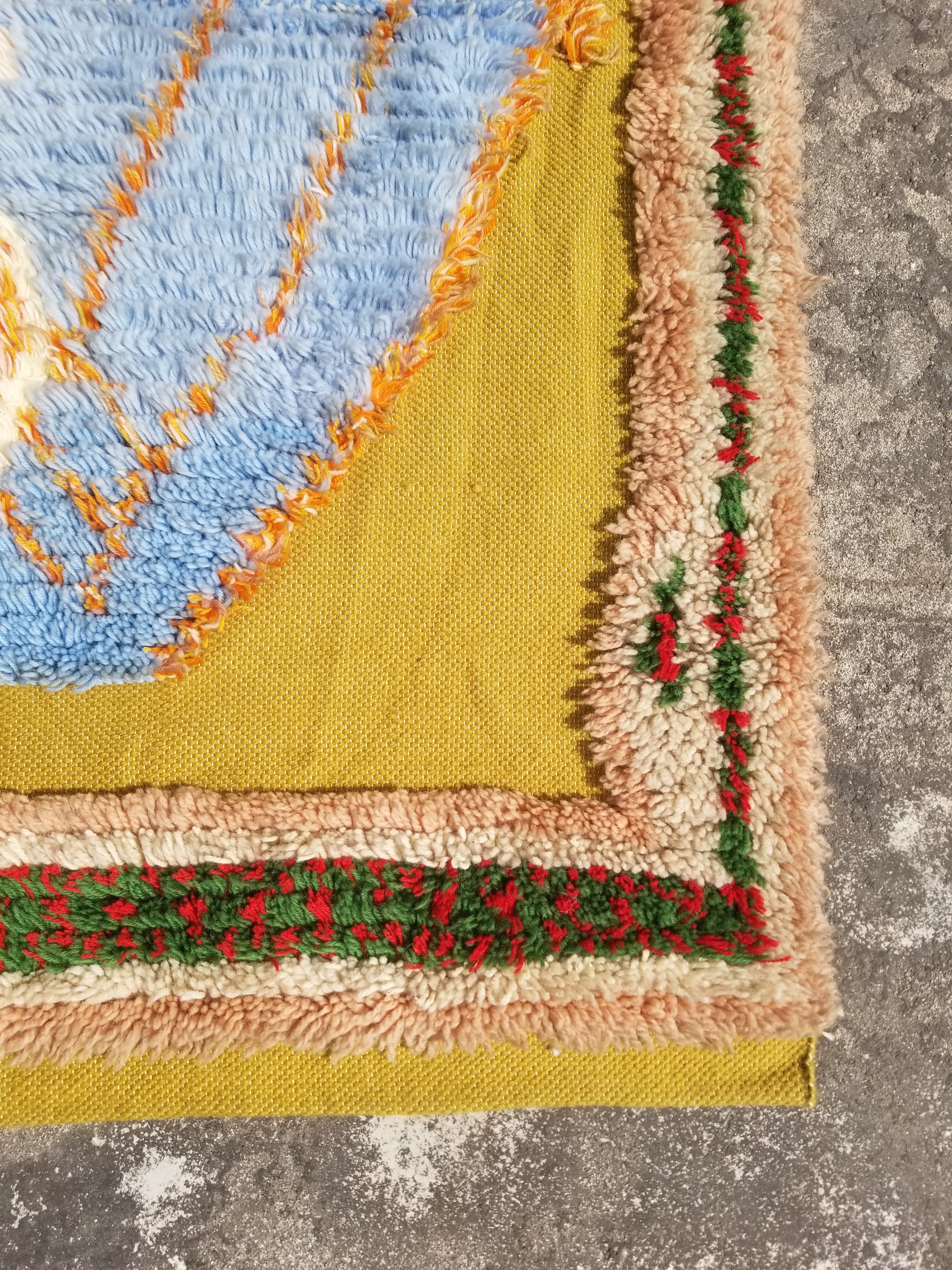 Vintage Traditional Handwoven Moroccan Wool Shaggy Rya Rug 205x110cm