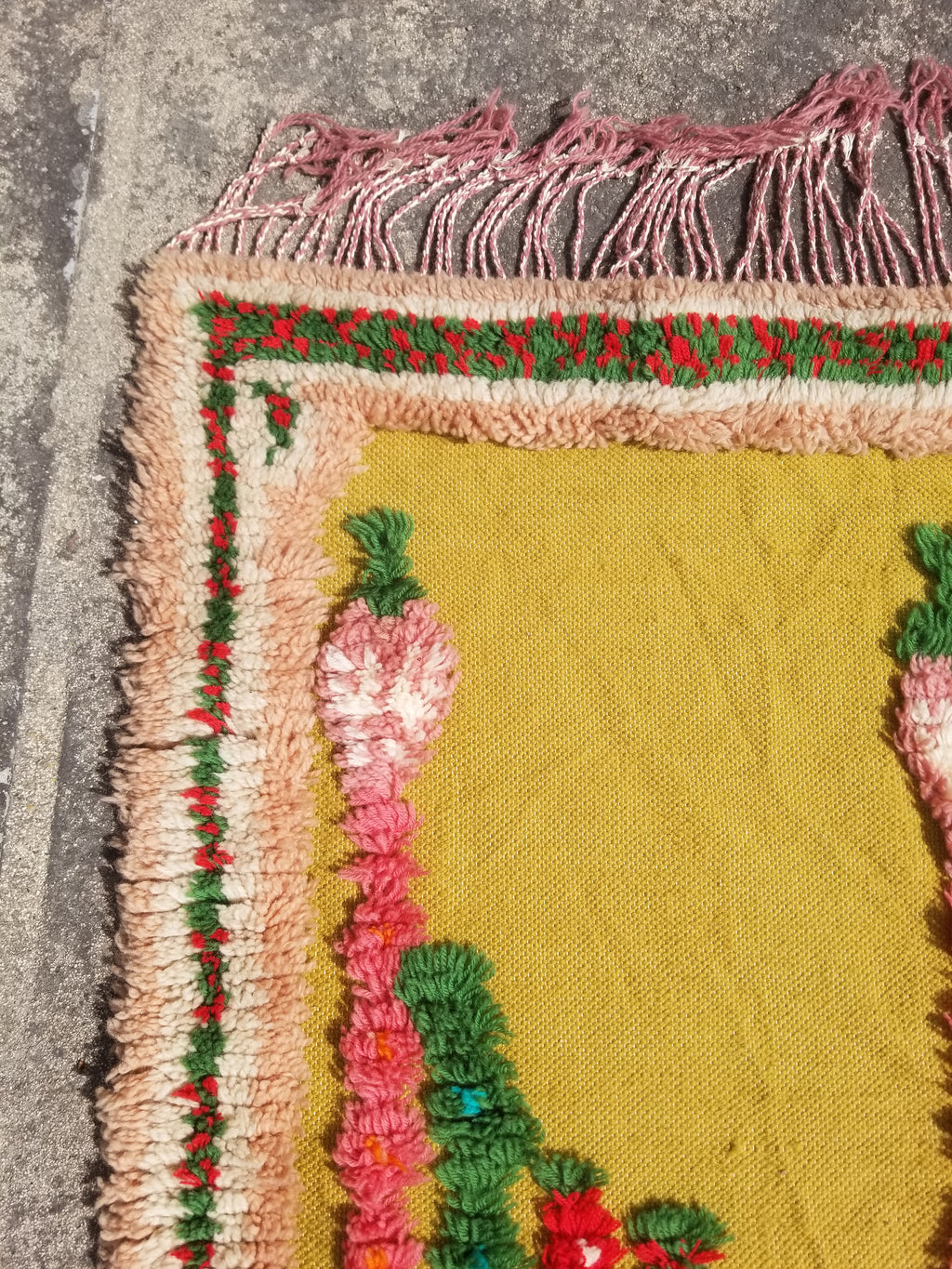 Vintage Traditional Handwoven Moroccan Wool Shaggy Rya Rug 205x110cm