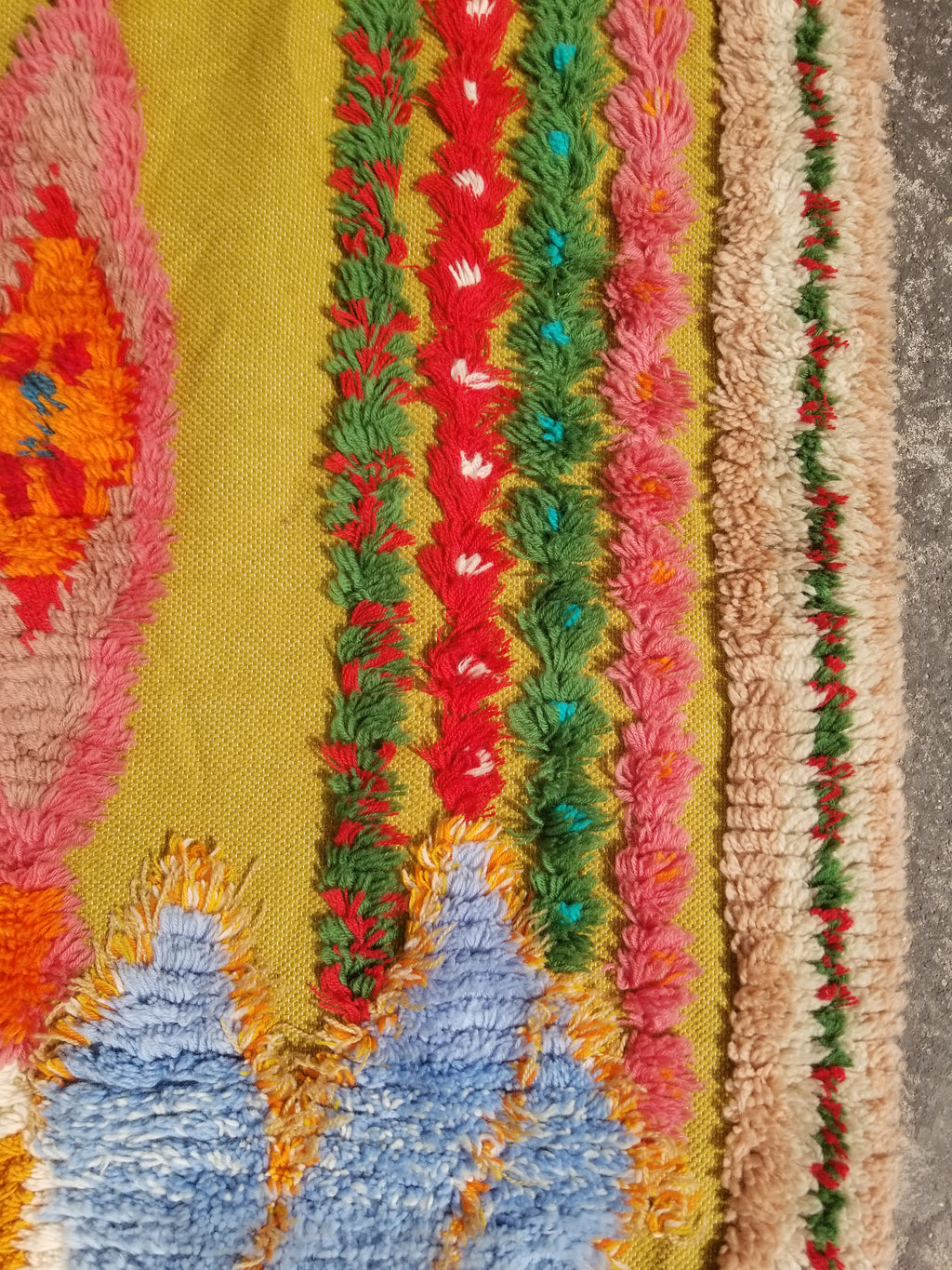 Vintage Traditional Handwoven Moroccan Wool Shaggy Rya Rug 205x110cm
