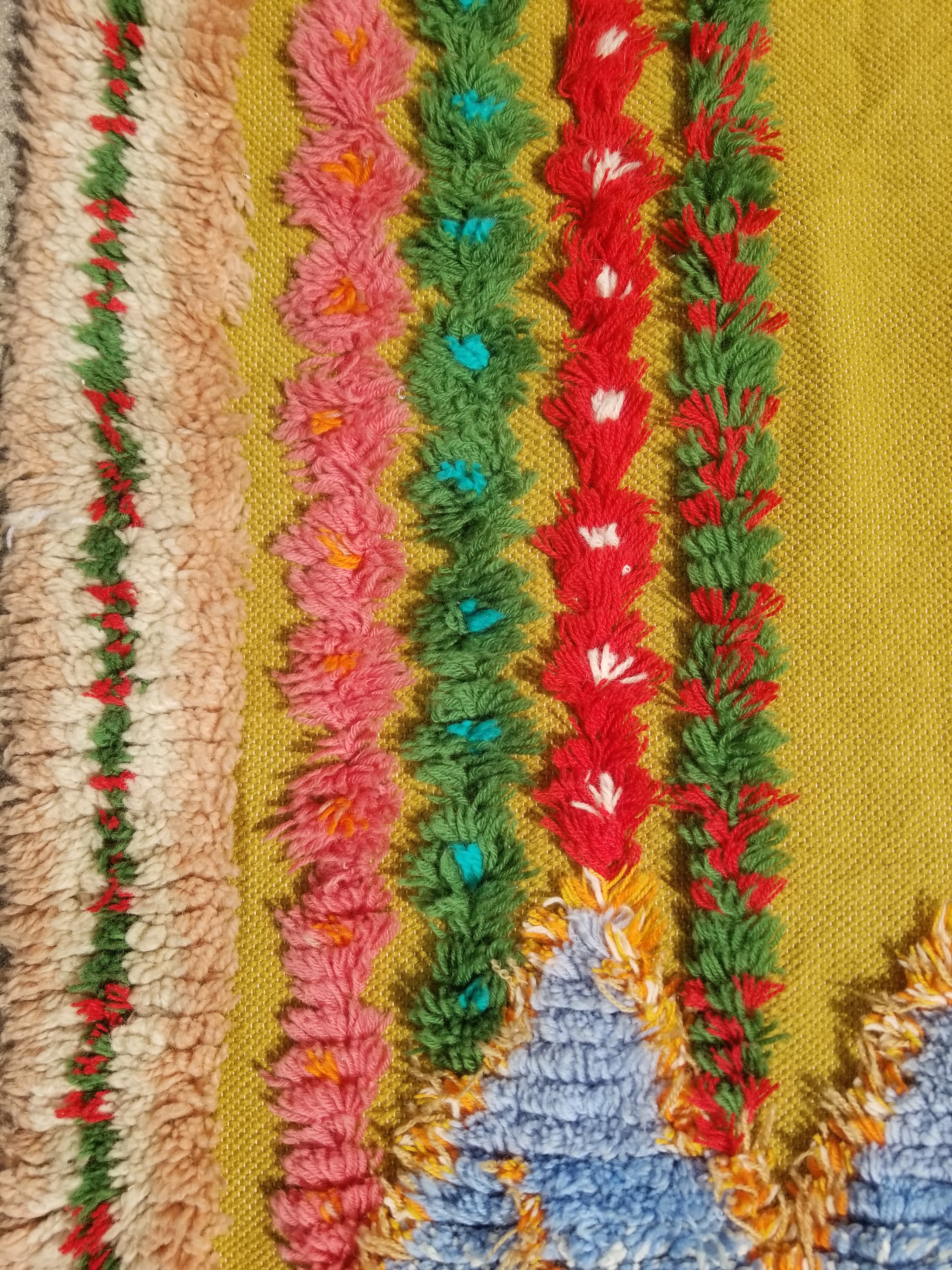 Vintage Traditional Handwoven Moroccan Wool Shaggy Rya Rug 205x110cm