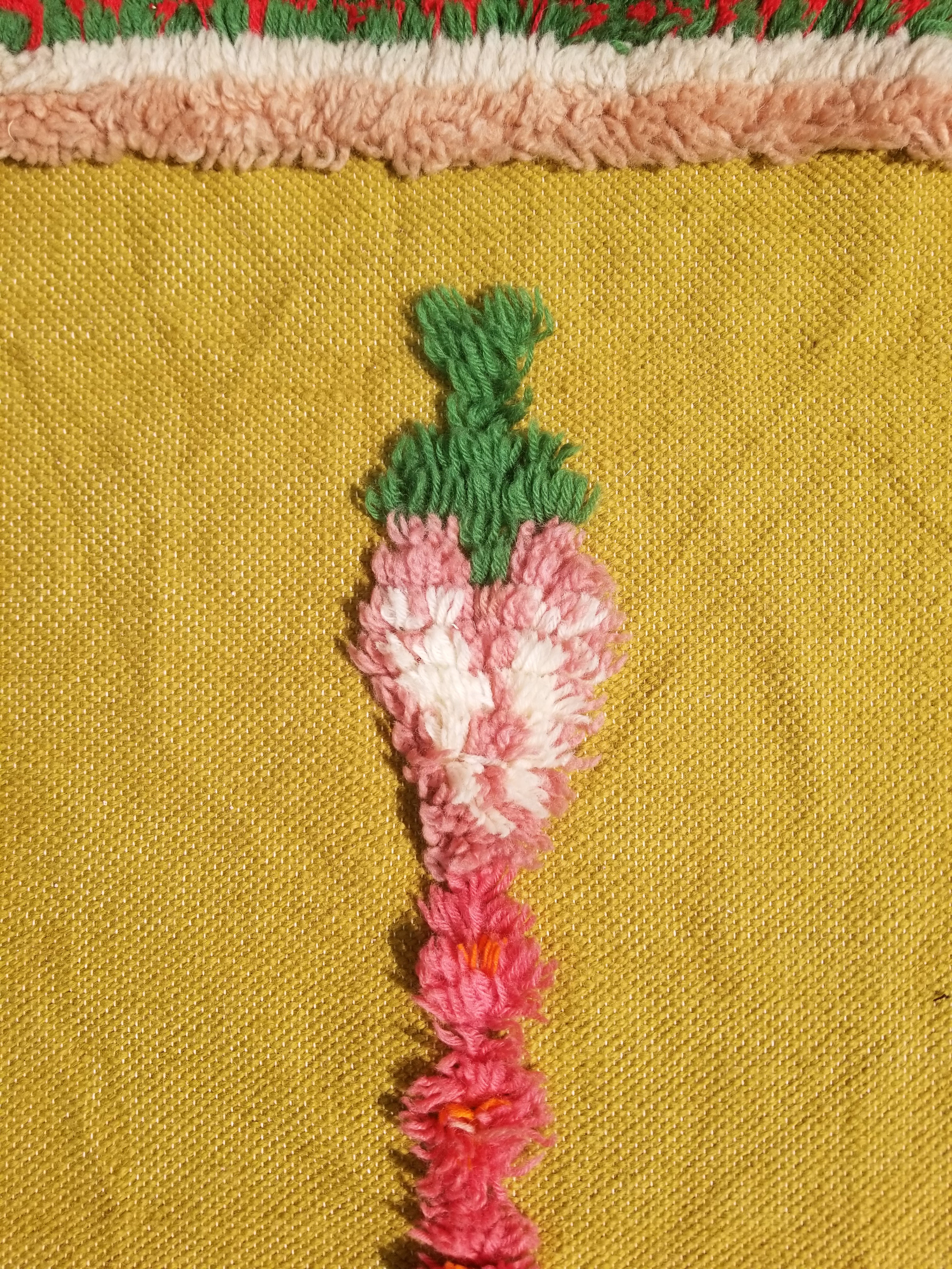 Vintage Traditional Handwoven Moroccan Wool Shaggy Rya Rug 205x110cm