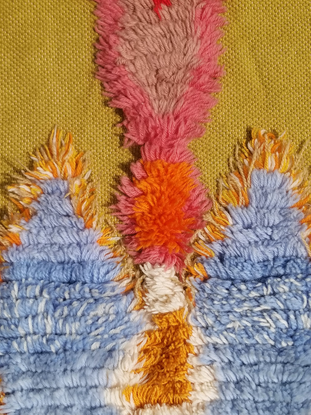 Vintage Traditional Handwoven Moroccan Wool Shaggy Rya Rug 205x110cm