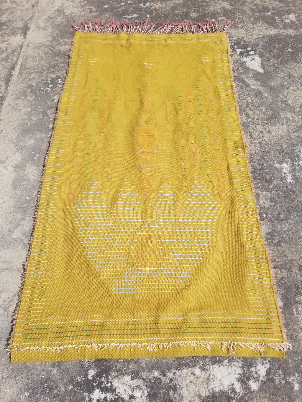 Vintage Traditional Handwoven Moroccan Wool Shaggy Rya Rug 205x110cm