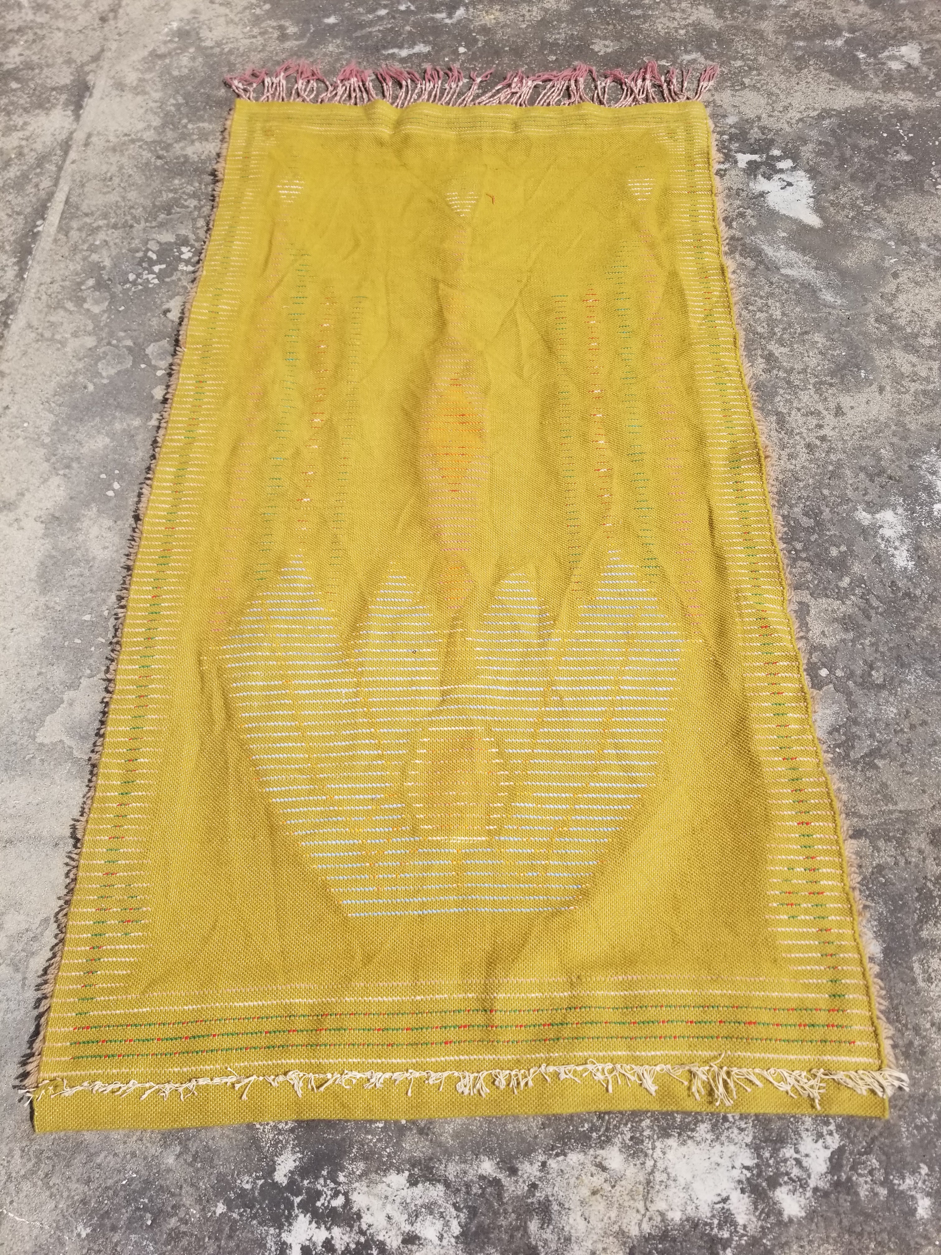 Vintage Traditional Handwoven Moroccan Wool Shaggy Rya Rug 205x110cm