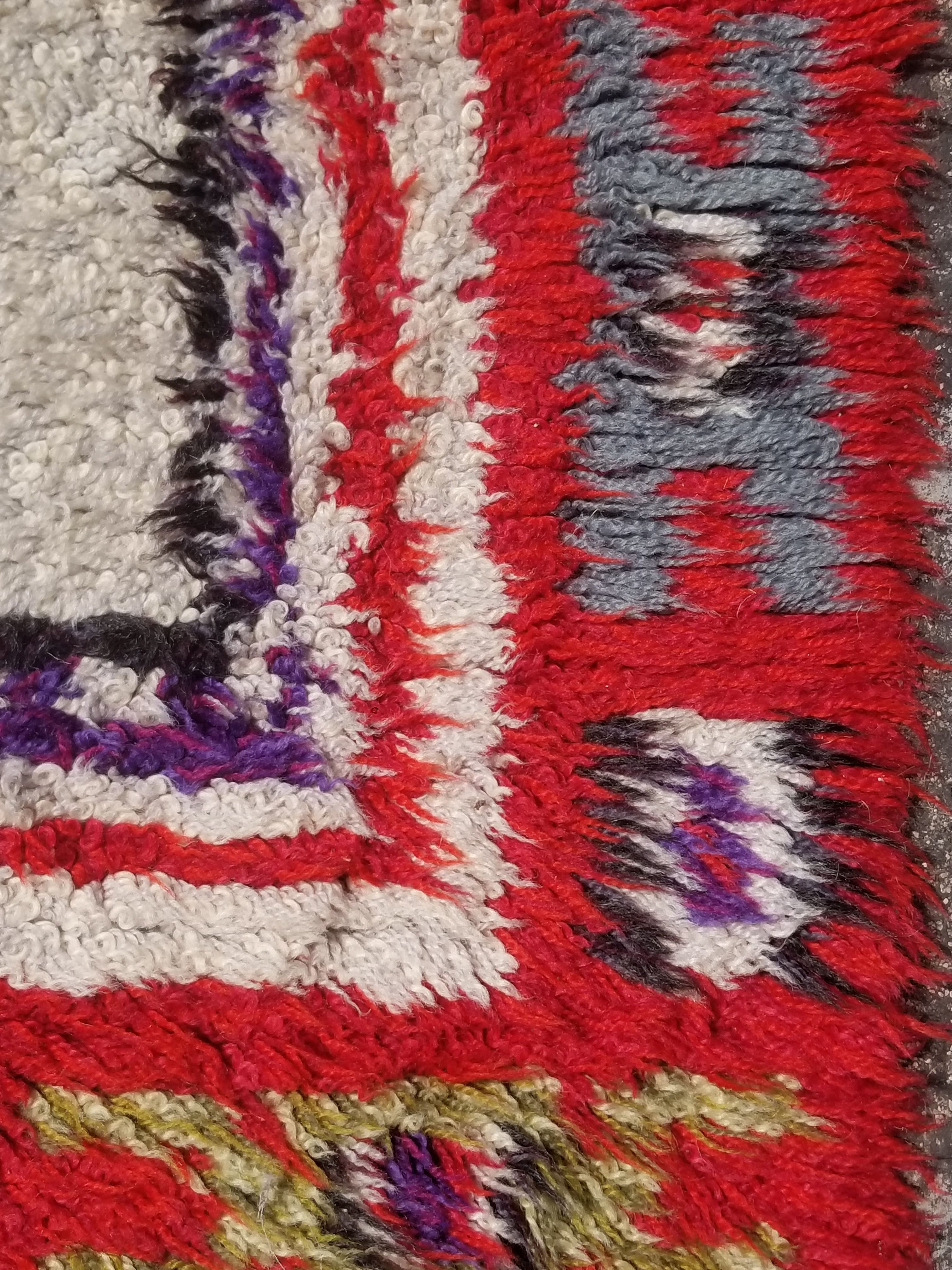 Vintage Traditional Handwoven Moroccan Azilal Wool Shaggy Rug 149x68cm