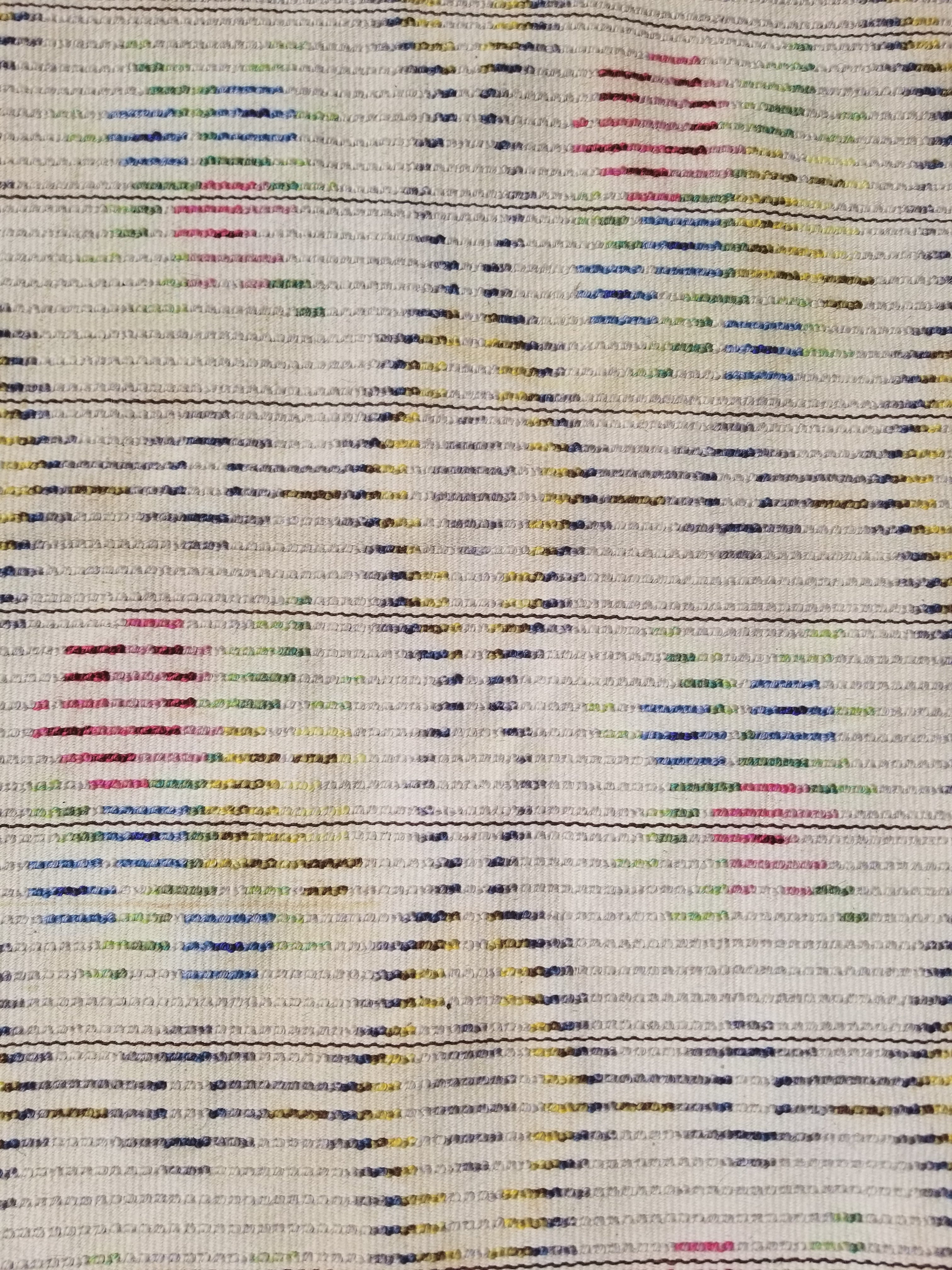 Vintage Traditional Handwoven Scandinavian Floral Wool Rya Shag Rug 148x76cm