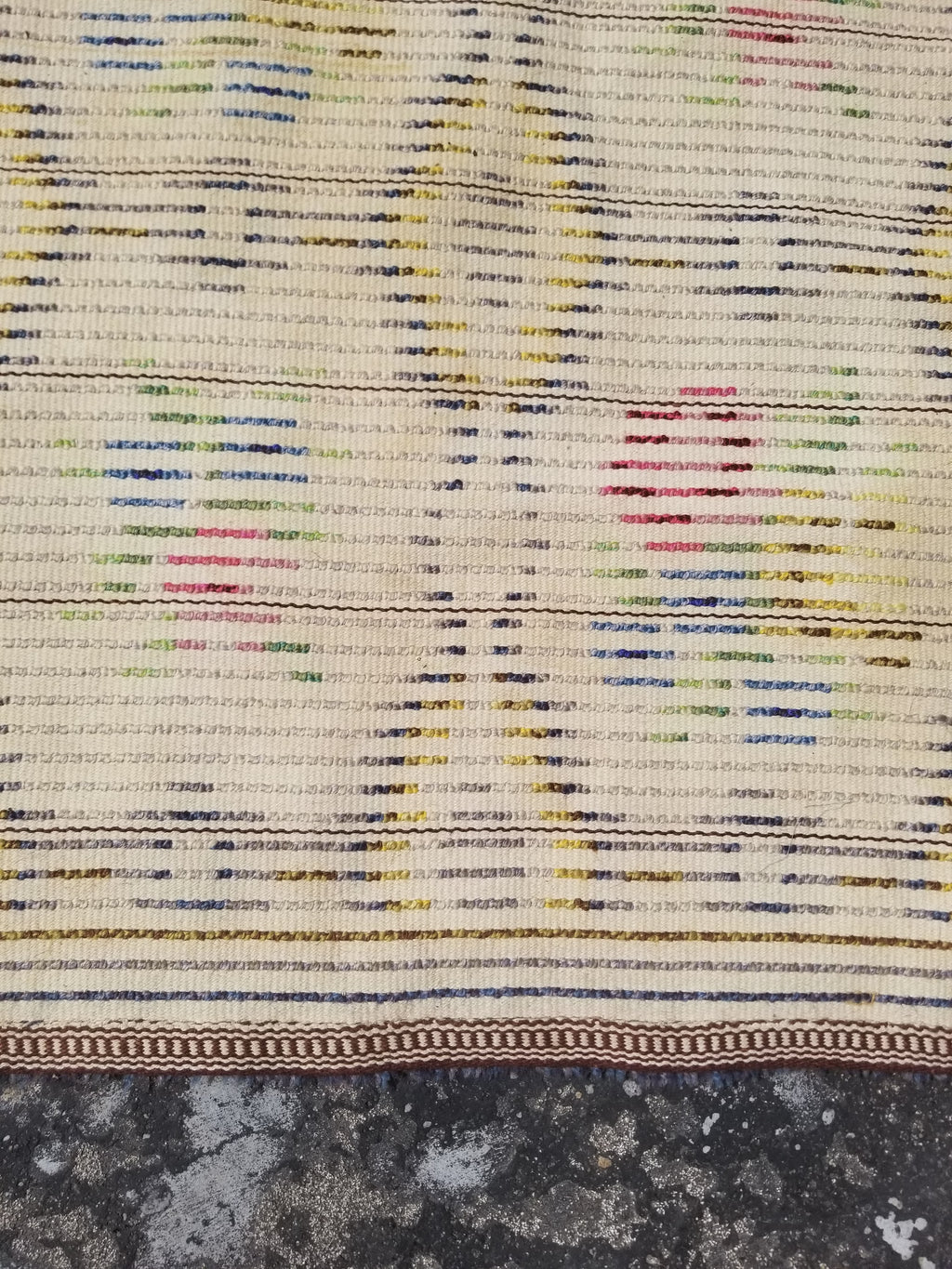 Vintage Traditional Handwoven Scandinavian Floral Wool Rya Shag Rug 148x76cm