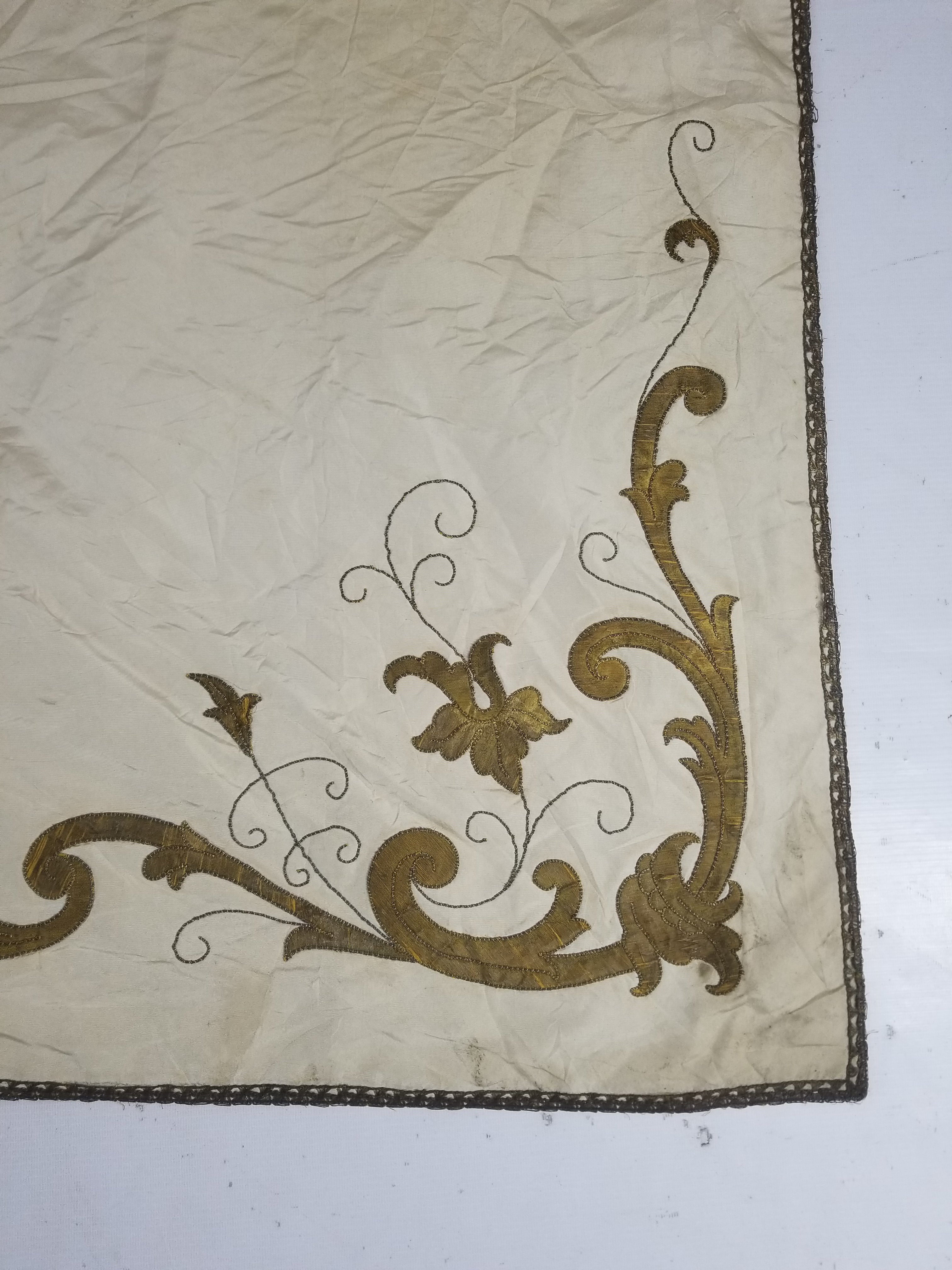 Vintage French Embroidered IHS Motif Liturgical Church Altar Cloth 231x96cm