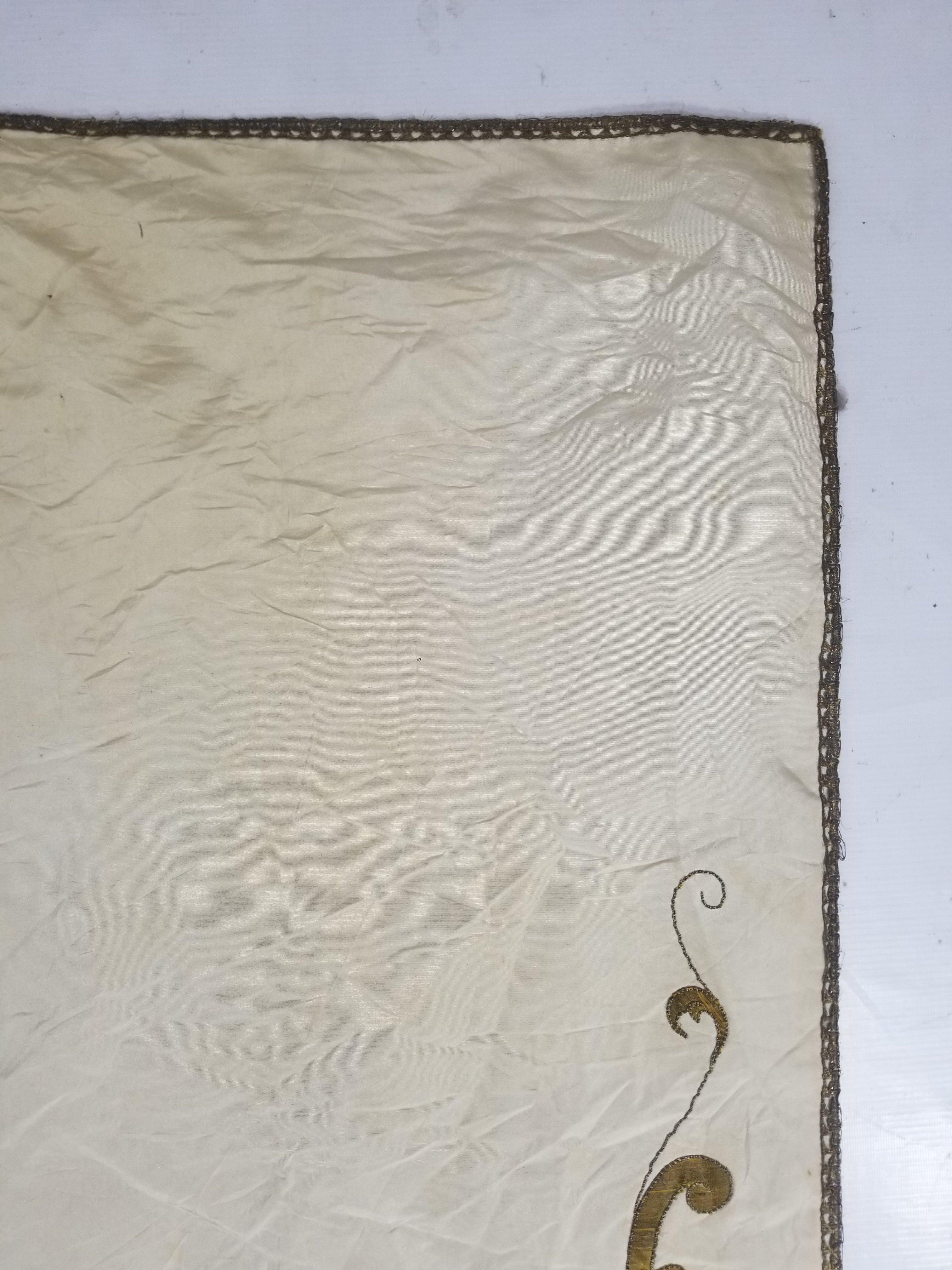 Vintage French Embroidered IHS Motif Liturgical Church Altar Cloth 231x96cm