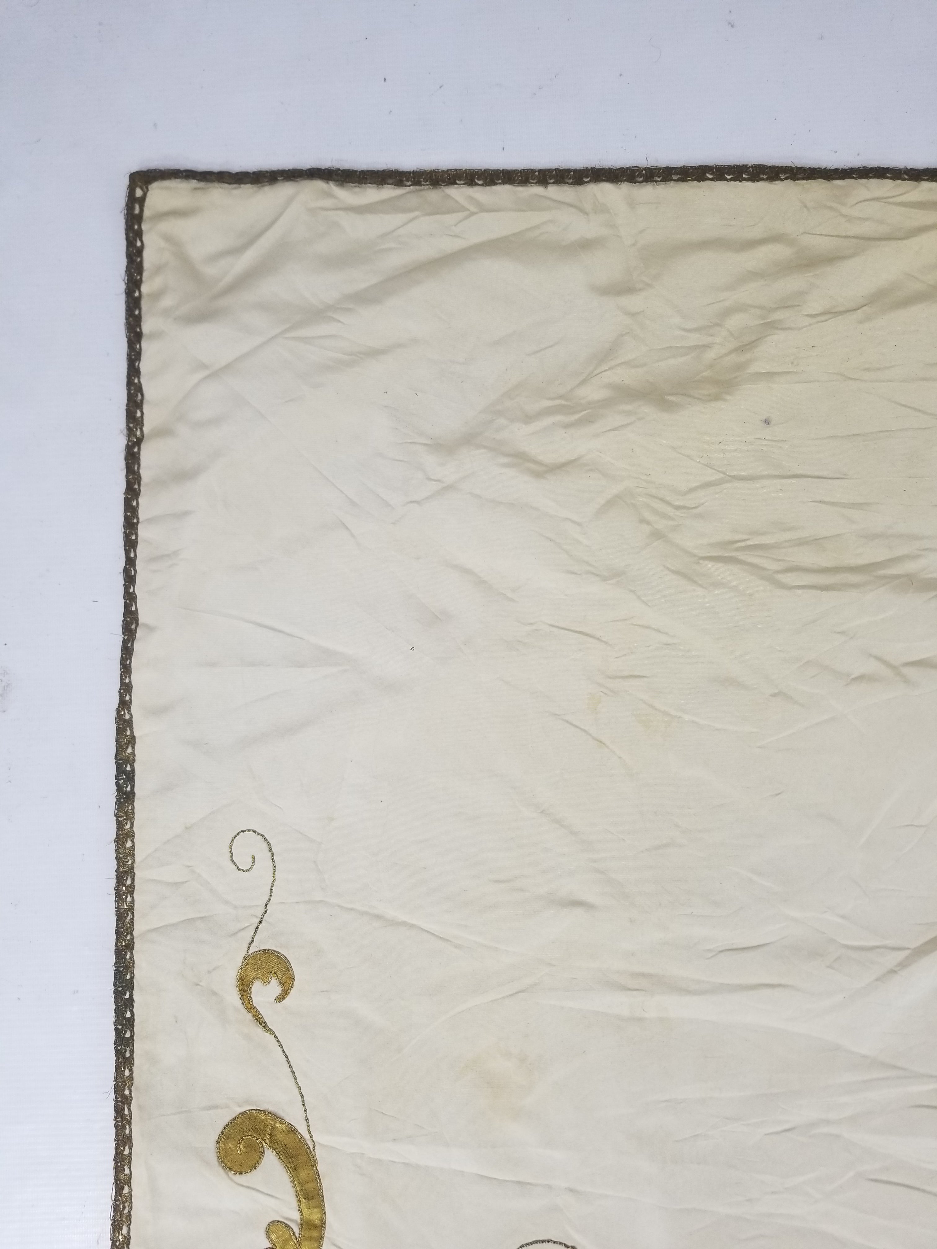 Vintage French Embroidered IHS Motif Liturgical Church Altar Cloth 231x96cm