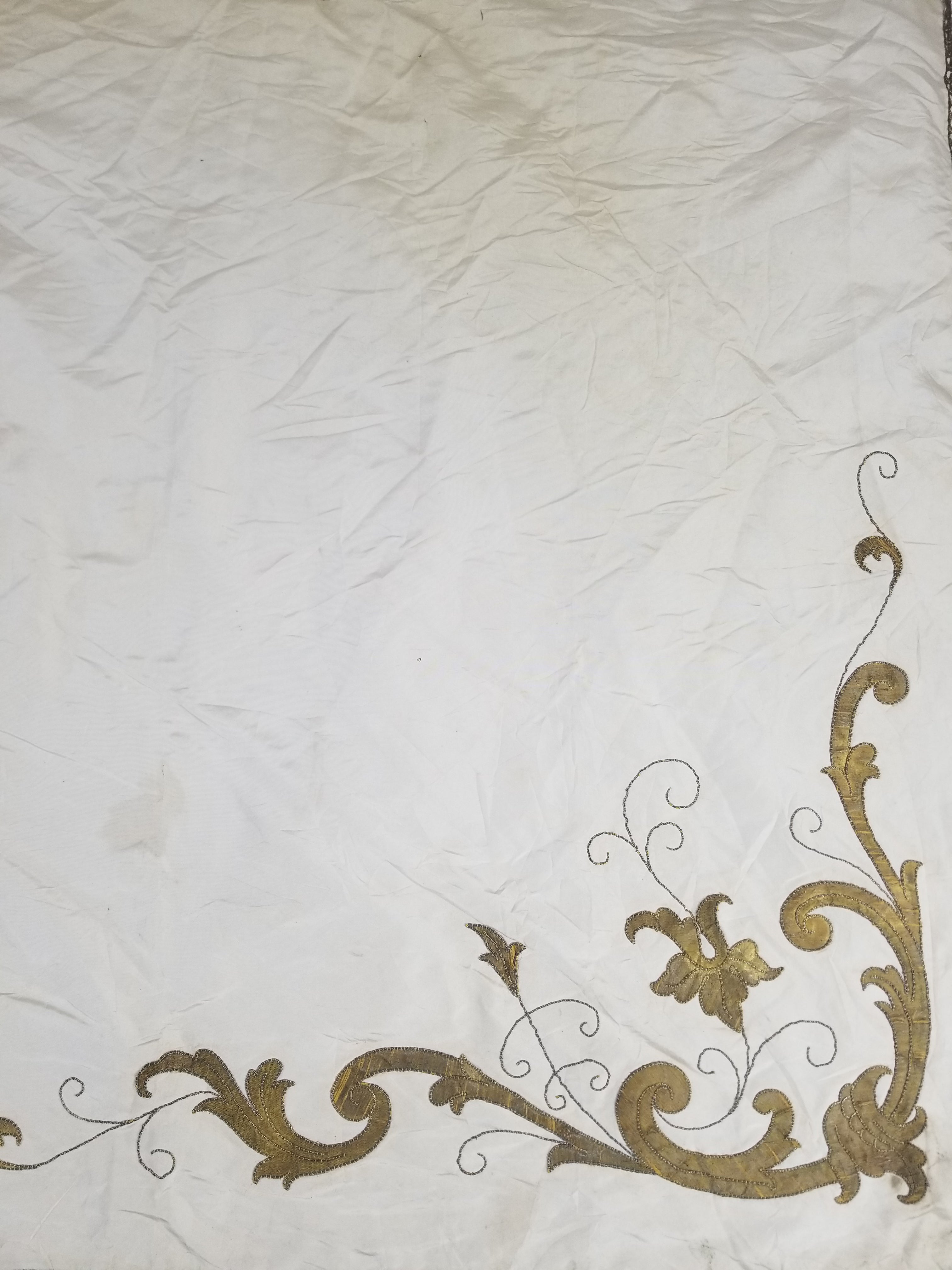 Vintage French Embroidered IHS Motif Liturgical Church Altar Cloth 231x96cm