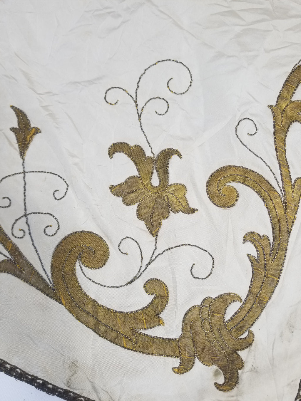 Vintage French Embroidered IHS Motif Liturgical Church Altar Cloth 231x96cm