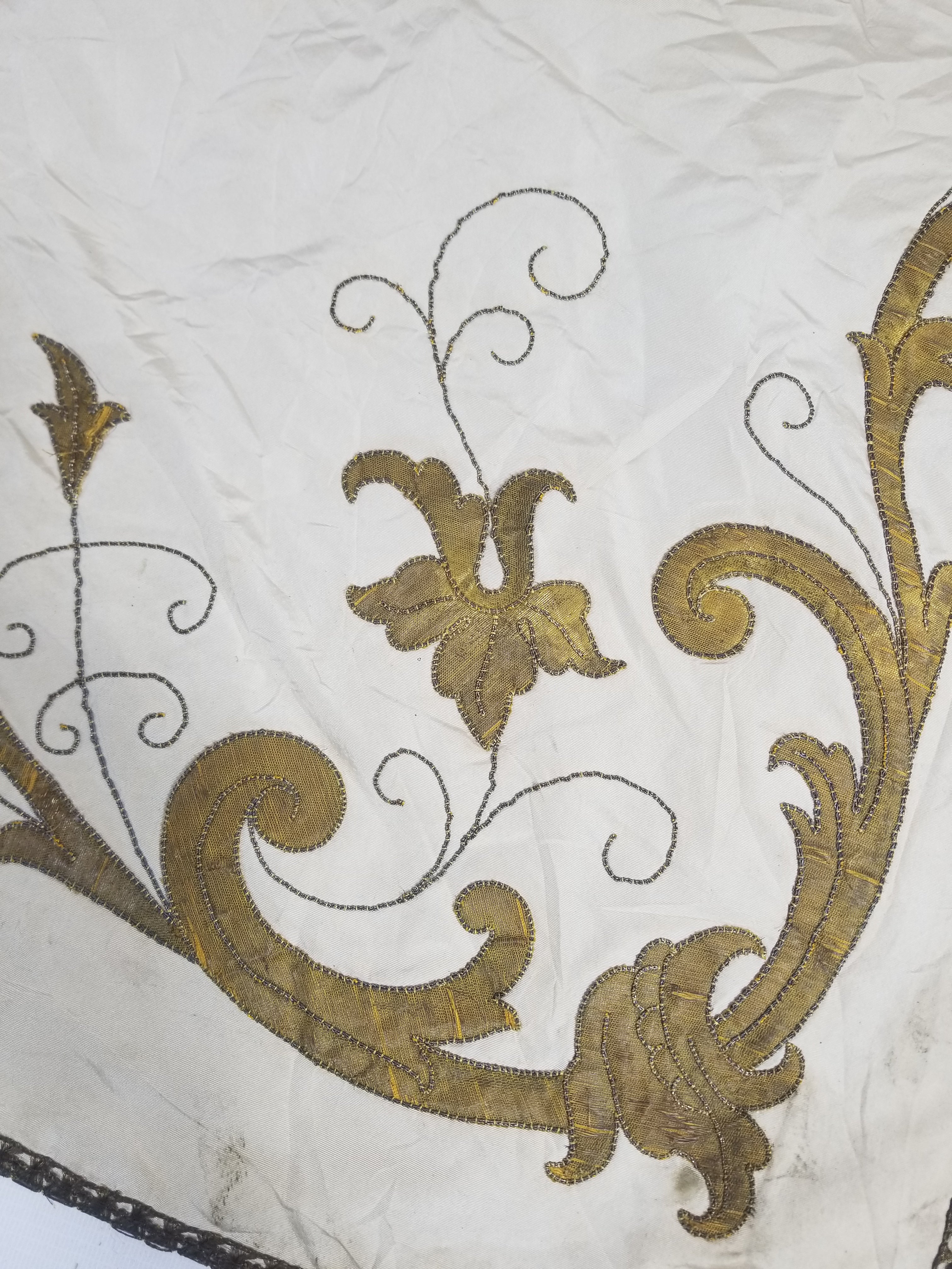 Vintage French Embroidered IHS Motif Liturgical Church Altar Cloth 231x96cm