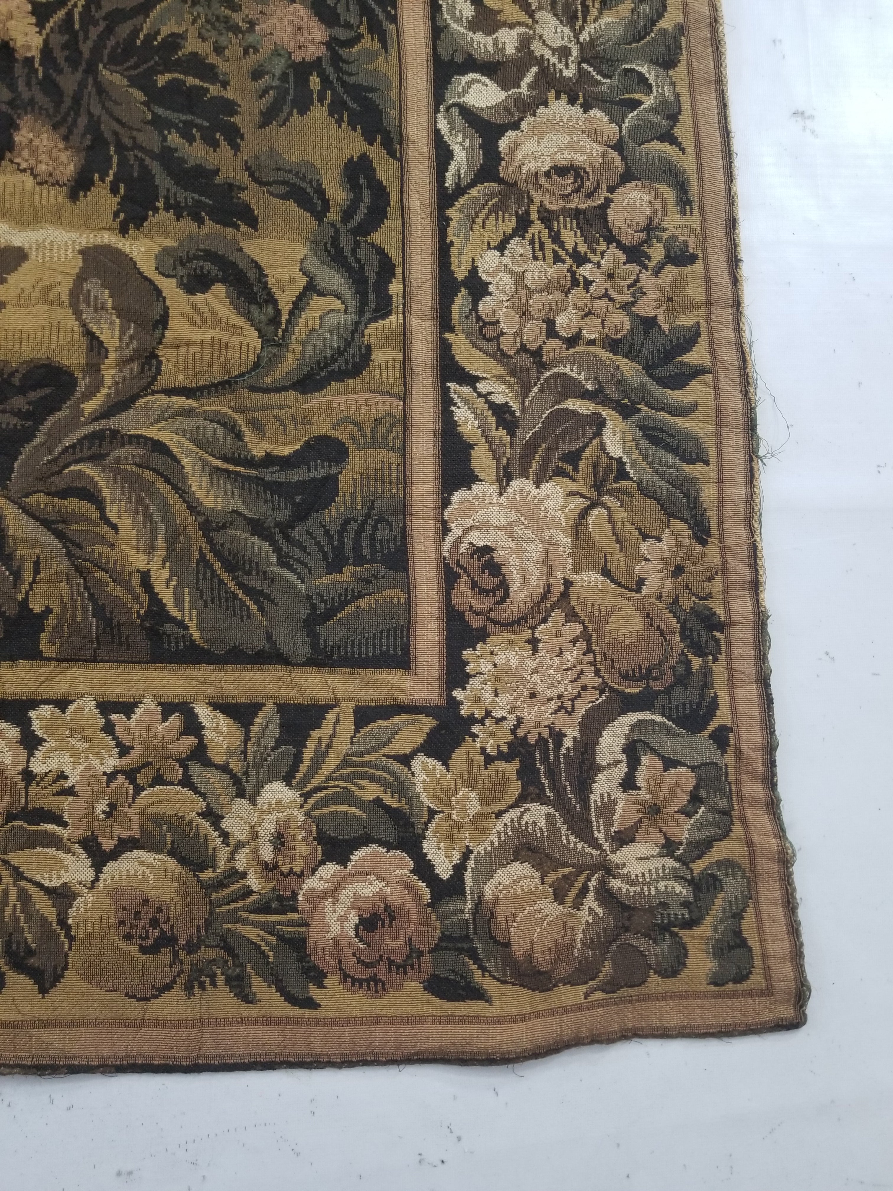 Vintage French Aubusson Style Jacquard Woven Bird in a Nature Tapestry 288x124cm