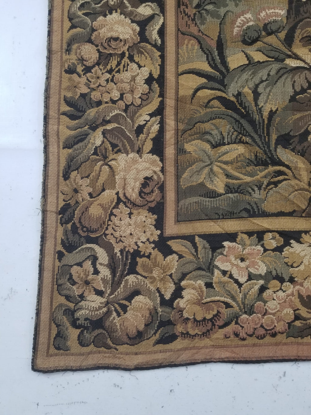 Vintage French Aubusson Style Jacquard Woven Bird in a Nature Tapestry 288x124cm