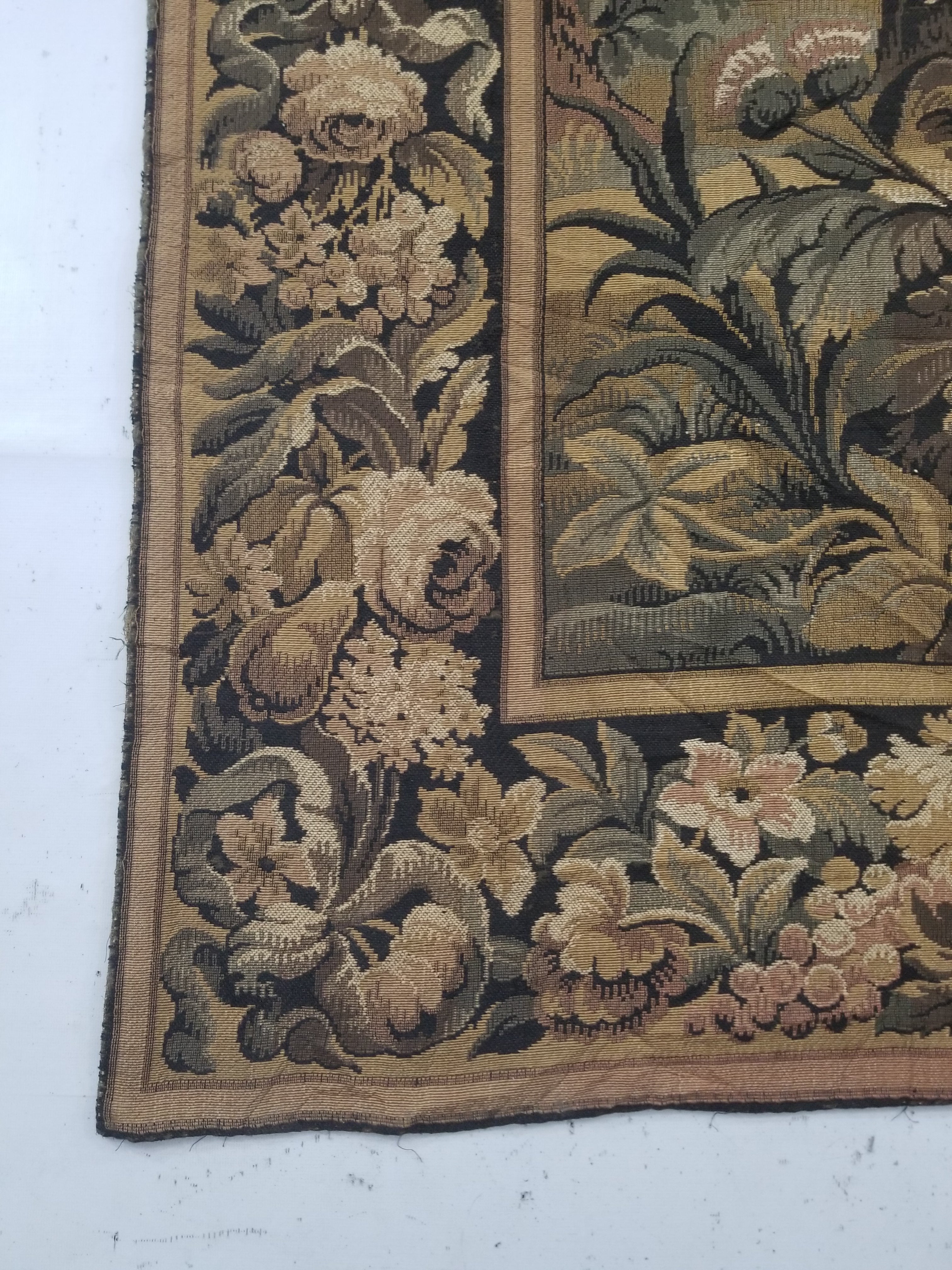 Vintage French Aubusson Style Jacquard Woven Bird in a Nature Tapestry 288x124cm
