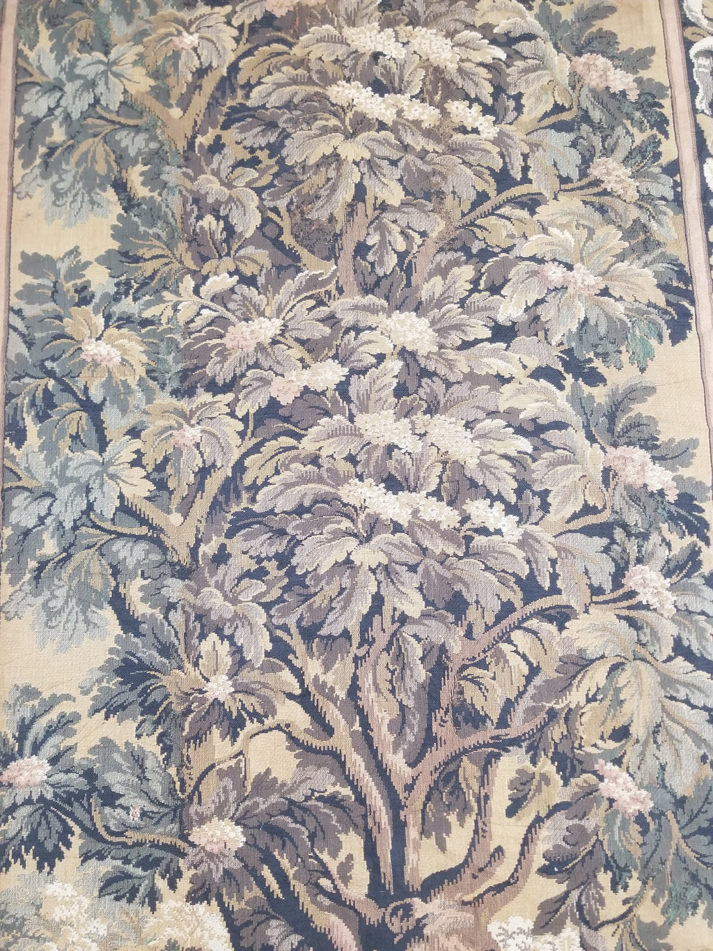 Vintage French Aubusson Style Jacquard Woven Bird in a Nature Tapestry 288x124cm