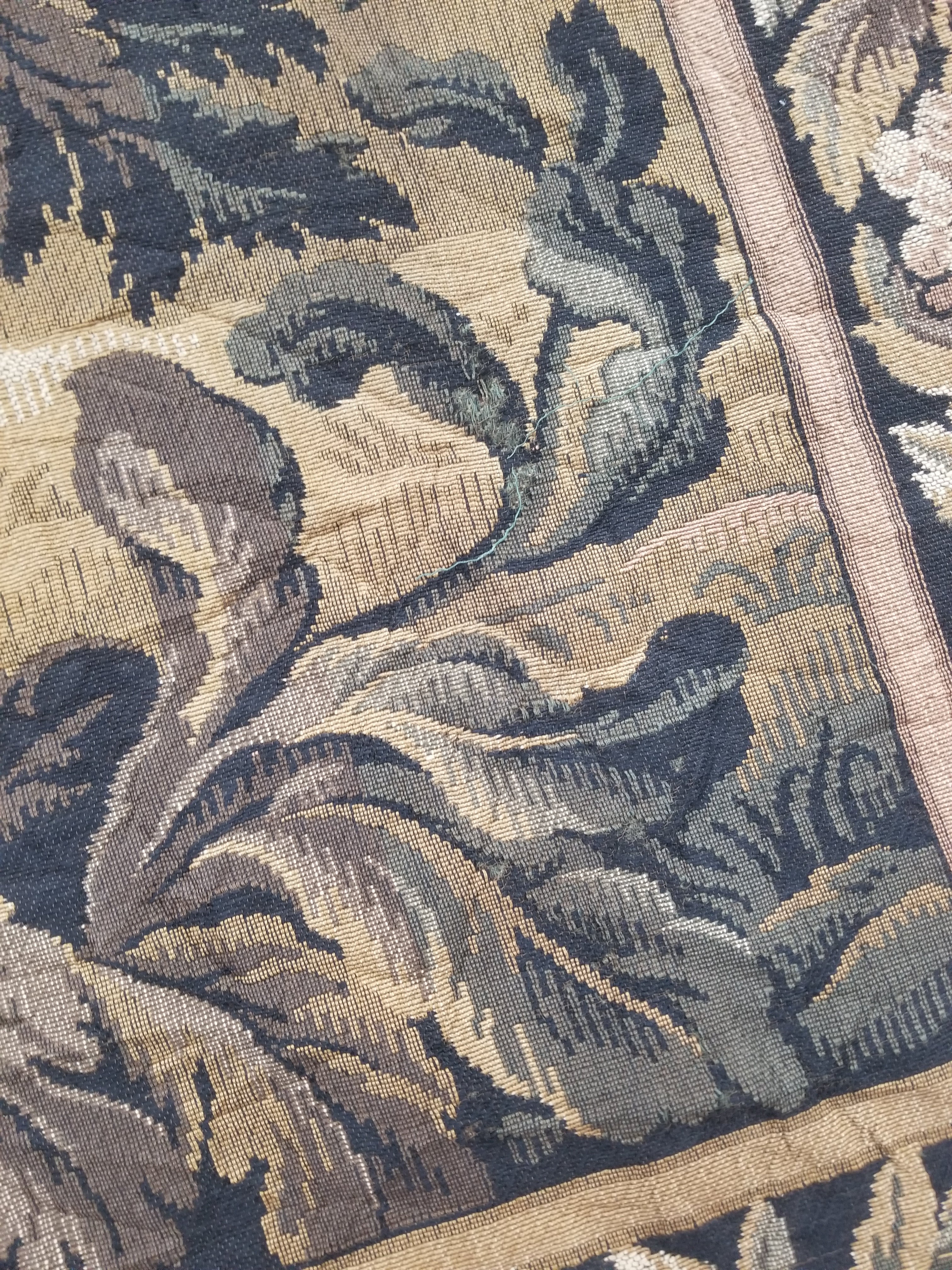 Vintage French Aubusson Style Jacquard Woven Bird in a Nature Tapestry 288x124cm