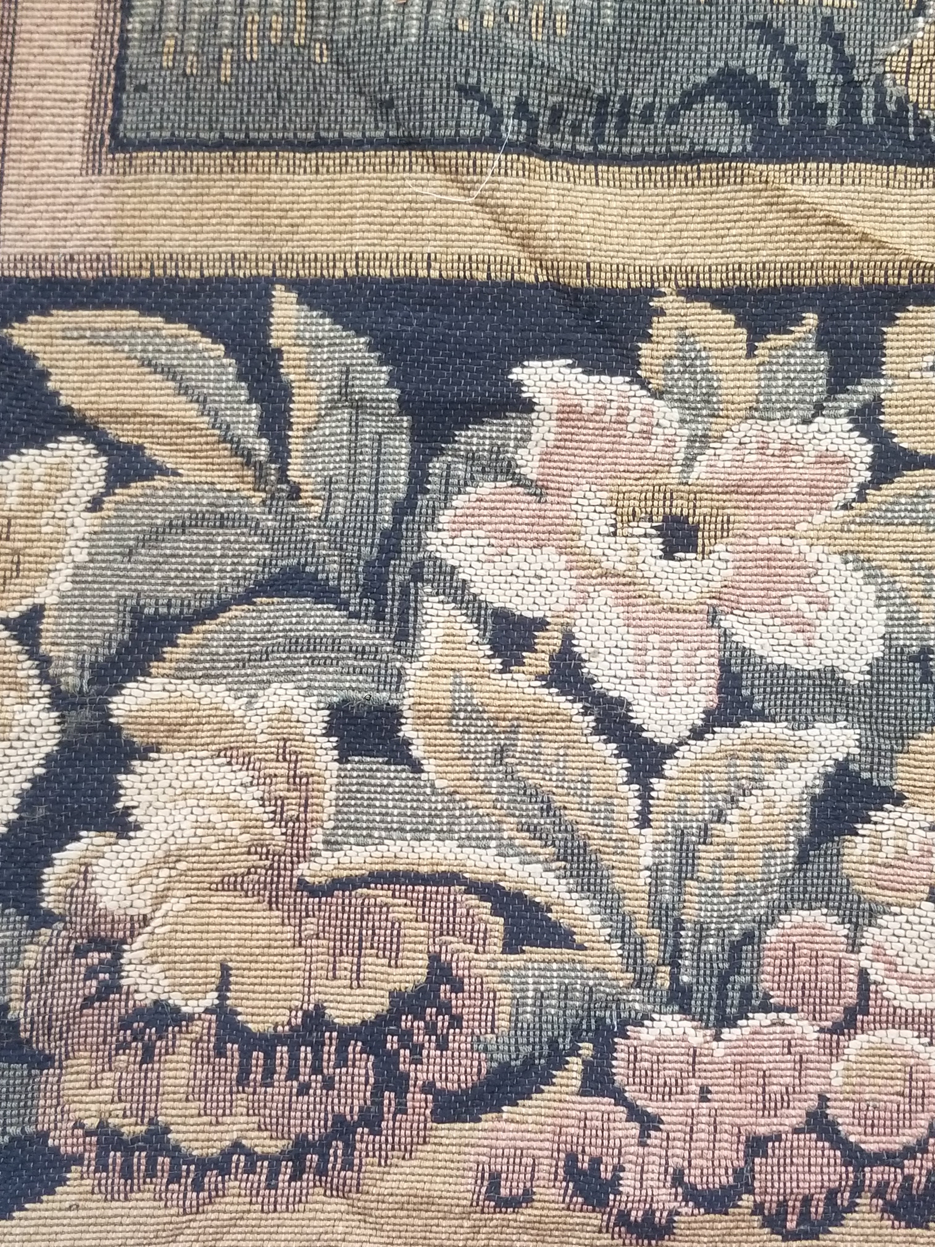 Vintage French Aubusson Style Jacquard Woven Bird in a Nature Tapestry 288x124cm