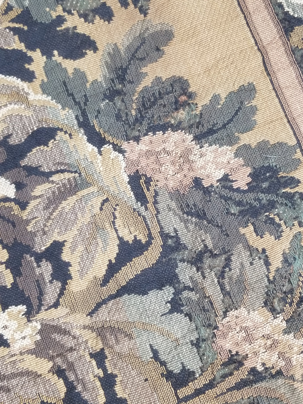 Vintage French Aubusson Style Jacquard Woven Bird in a Nature Tapestry 288x124cm