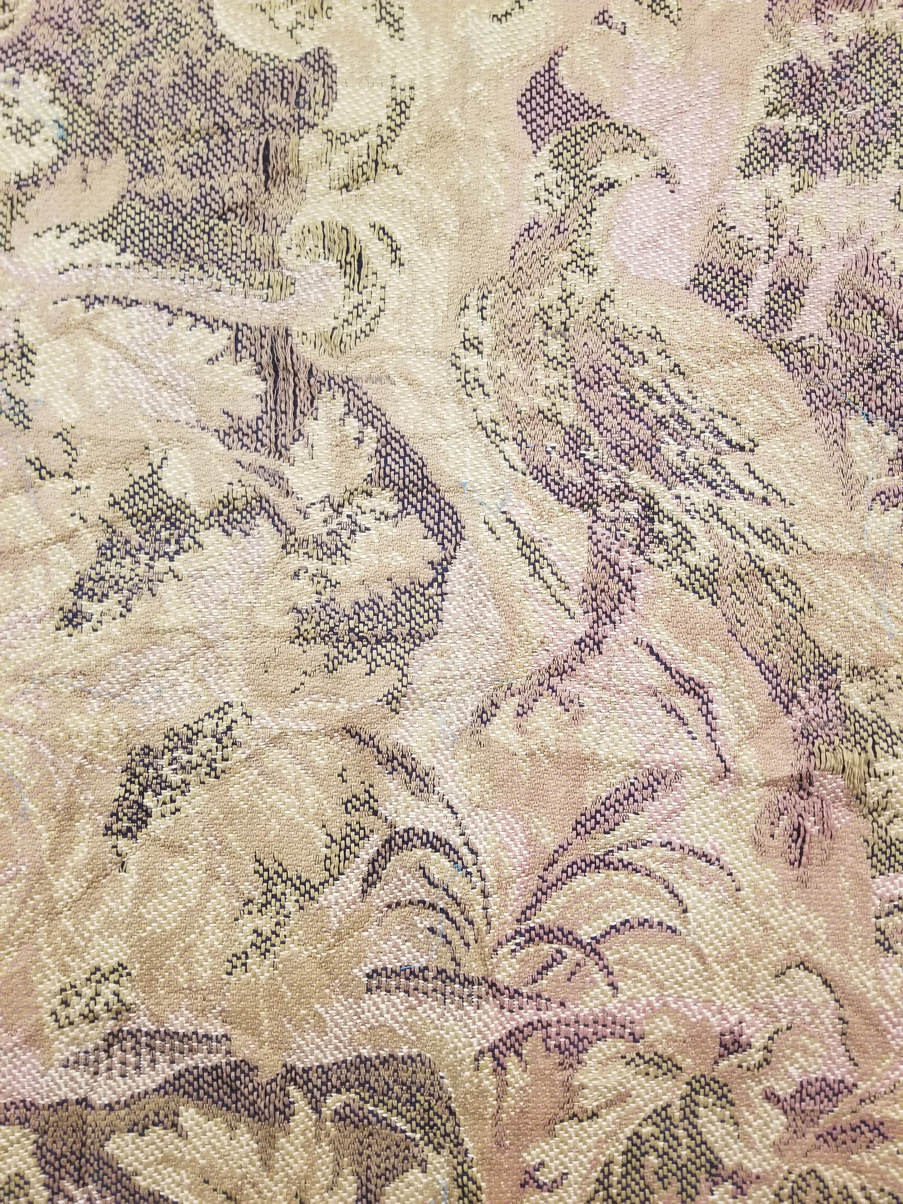 Vintage French Aubusson Style Jacquard Woven Bird in a Nature Tapestry 288x124cm