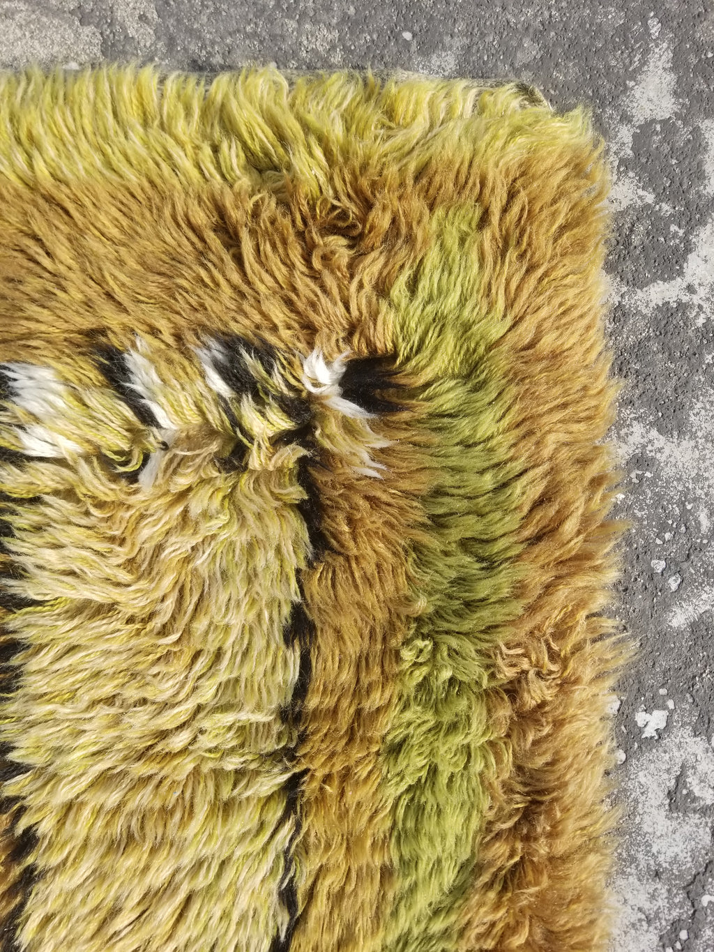 Vintage Traditional Handmade Scandinavian Wool Rya Shag Rug 106x66cm