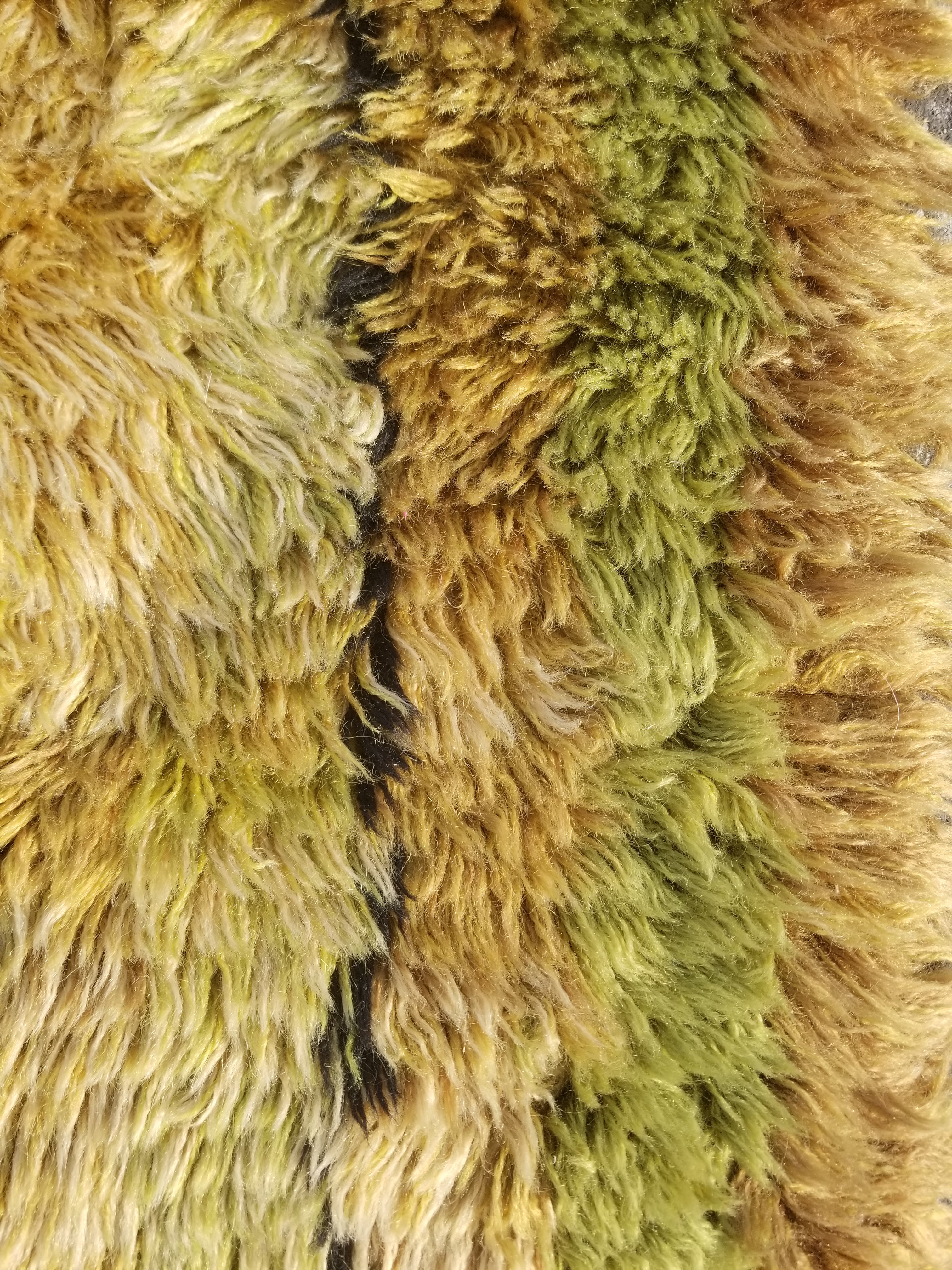 Vintage Traditional Handmade Scandinavian Wool Rya Shag Rug 106x66cm