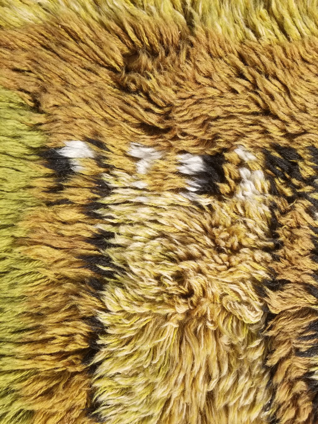 Vintage Traditional Handmade Scandinavian Wool Rya Shag Rug 106x66cm