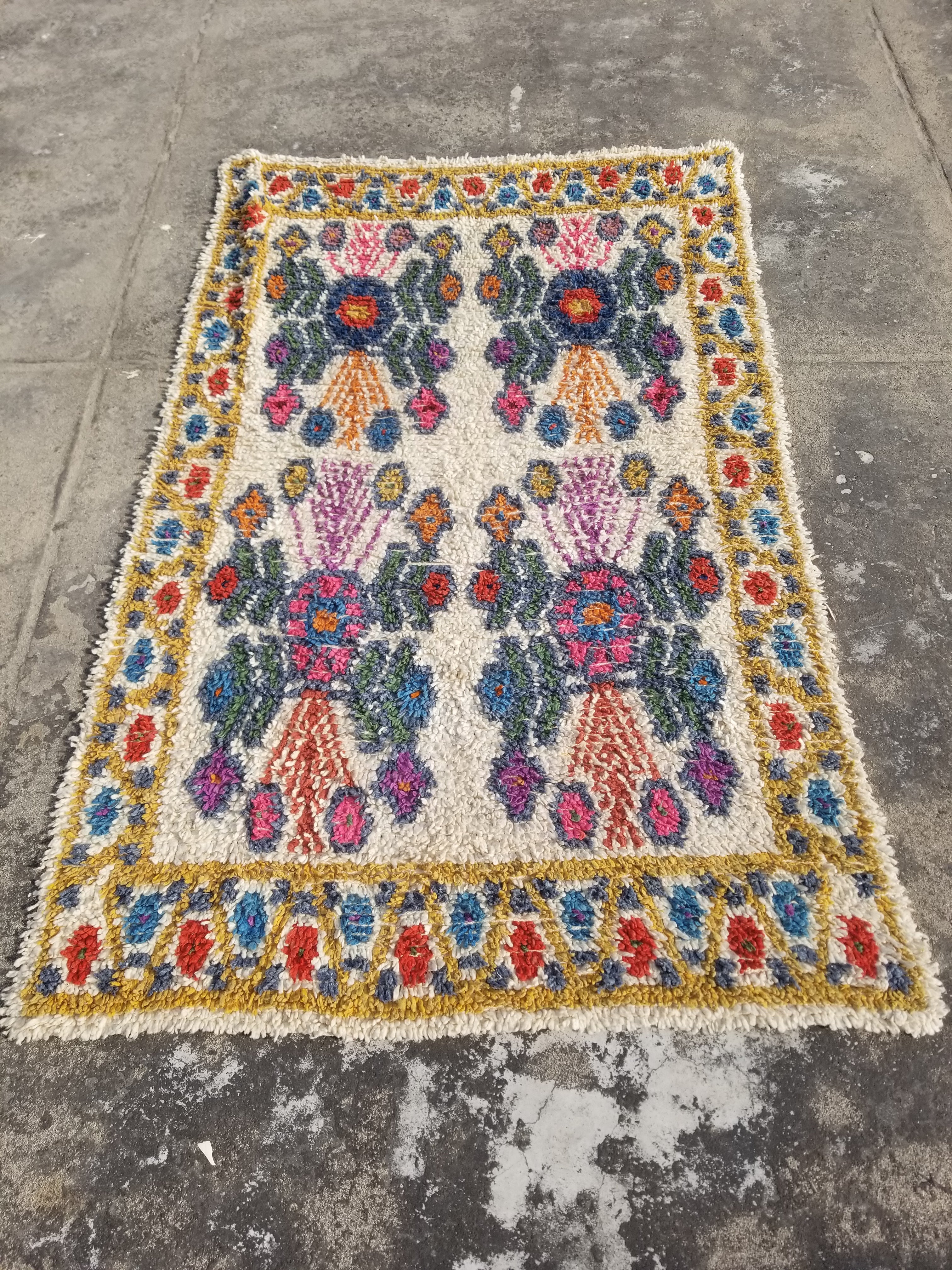 Vintage Traditional Handmade Moroccan Beni Ourain Style Wool Shag Rug 230x144cm