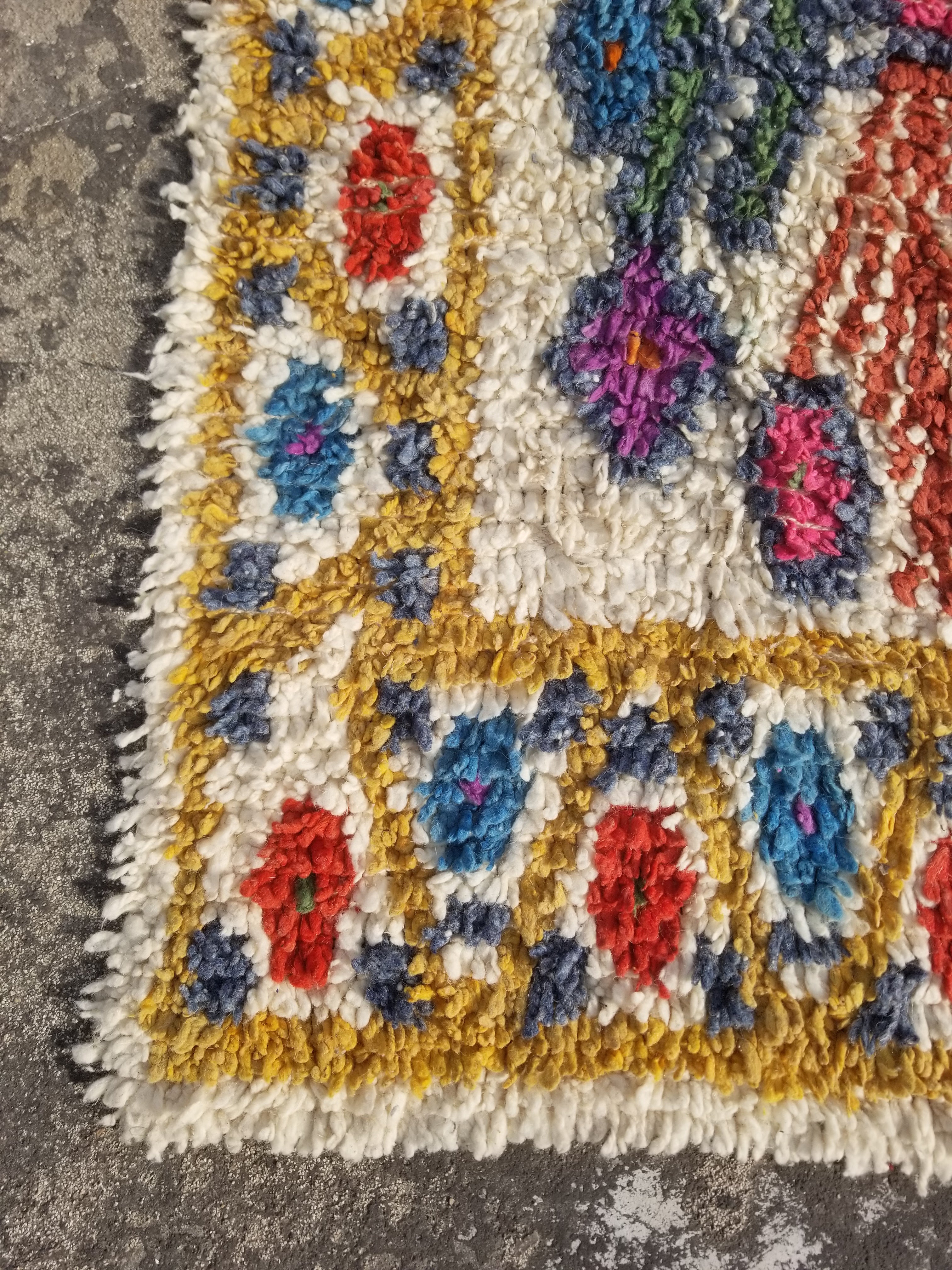 Vintage Traditional Handmade Moroccan Beni Ourain Style Wool Shag Rug 230x144cm