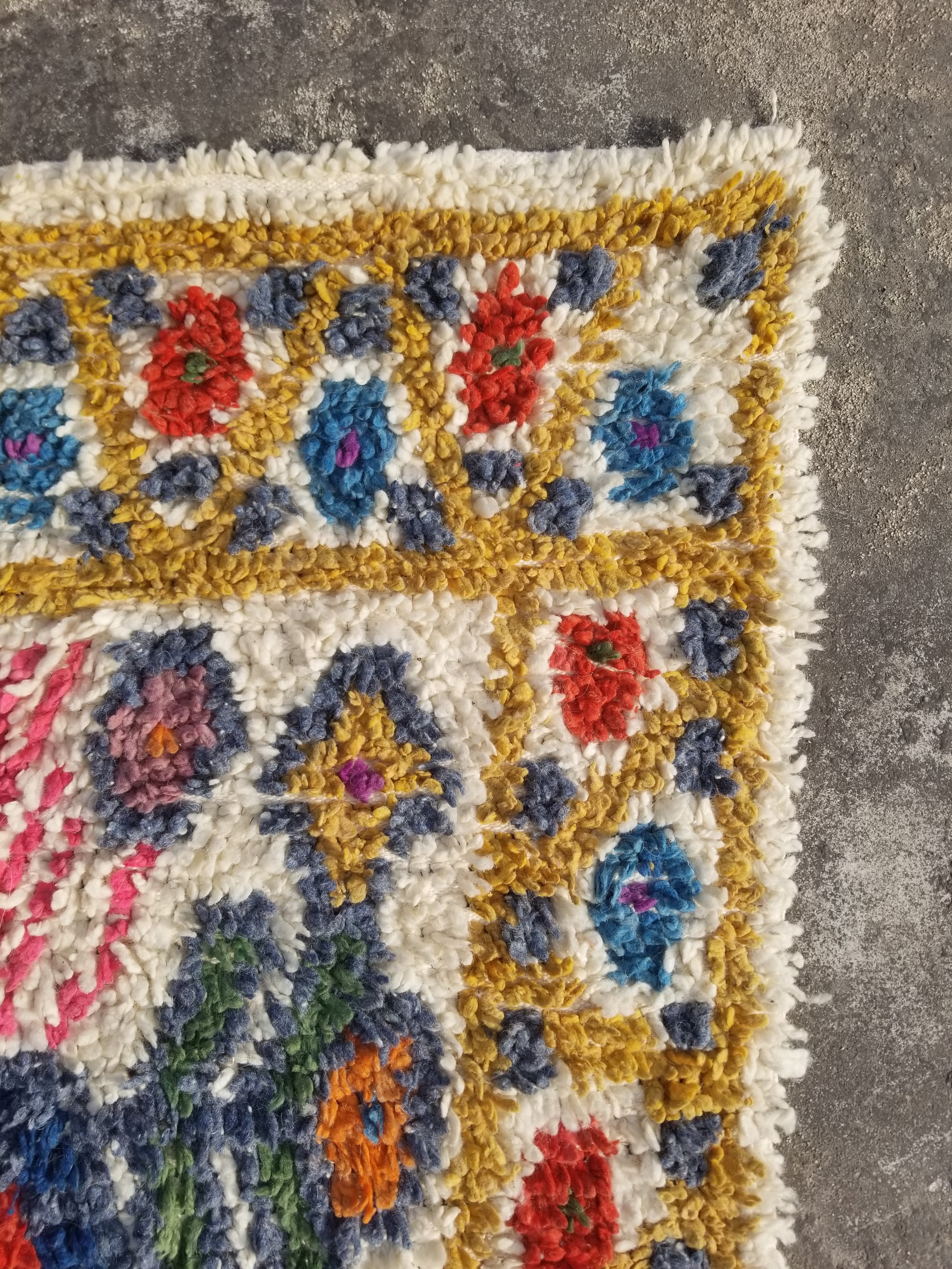 Vintage Traditional Handmade Moroccan Beni Ourain Style Wool Shag Rug 230x144cm
