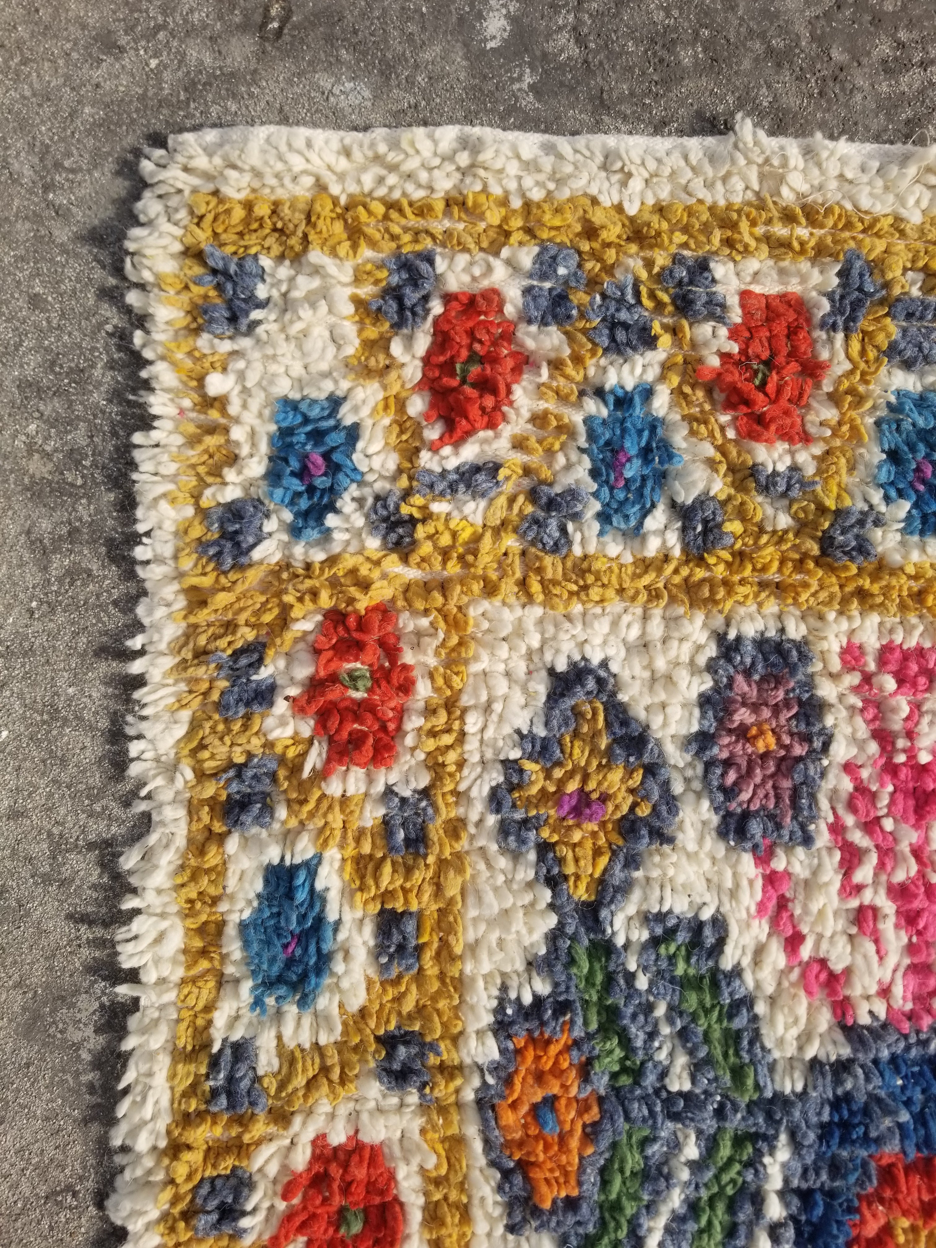 Vintage Traditional Handmade Moroccan Beni Ourain Style Wool Shag Rug 230x144cm