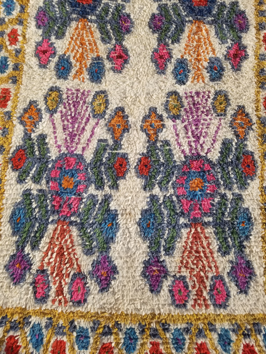 Vintage Traditional Handmade Moroccan Beni Ourain Style Wool Shag Rug 230x144cm