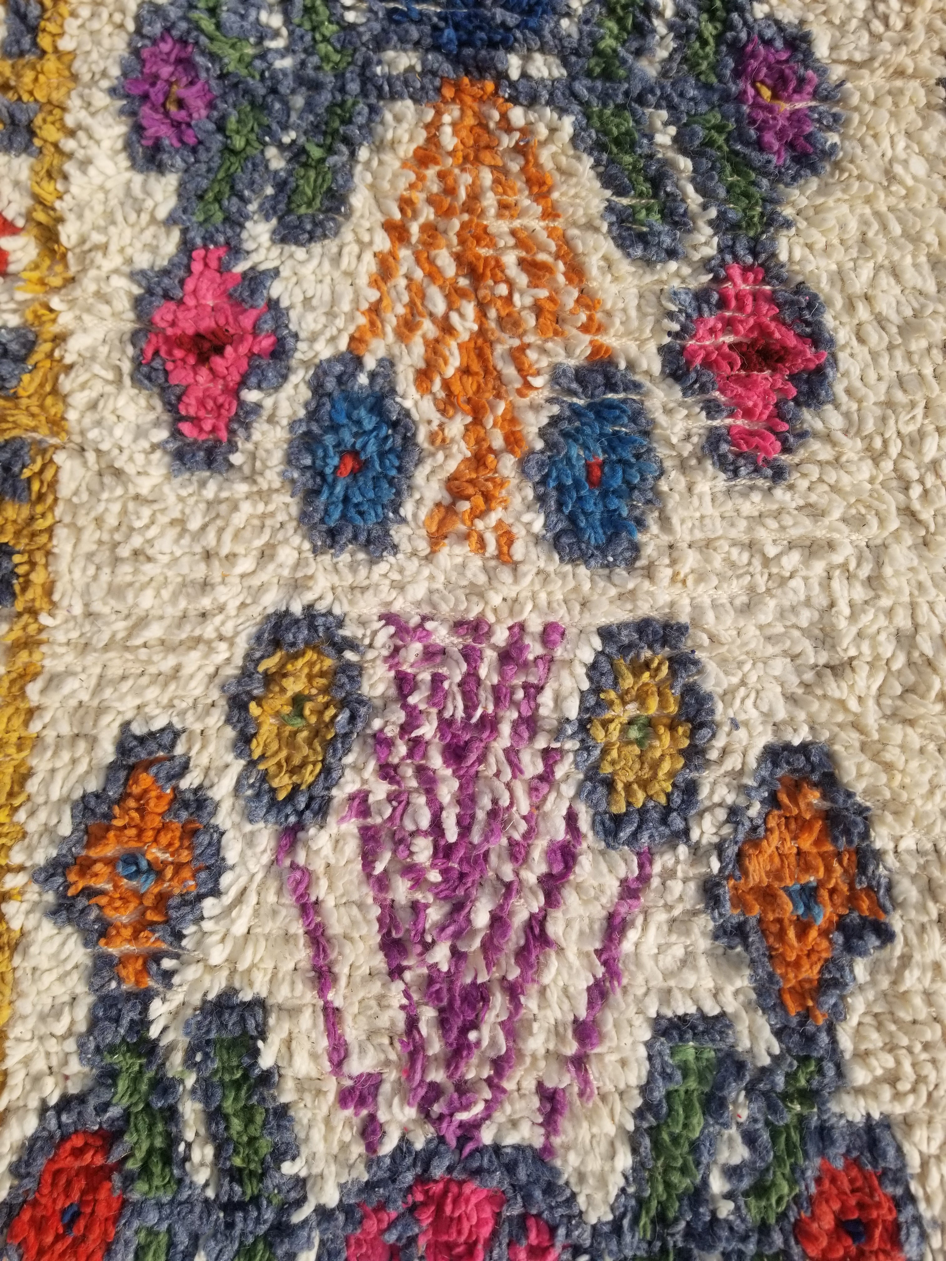 Vintage Traditional Handmade Moroccan Beni Ourain Style Wool Shag Rug 230x144cm