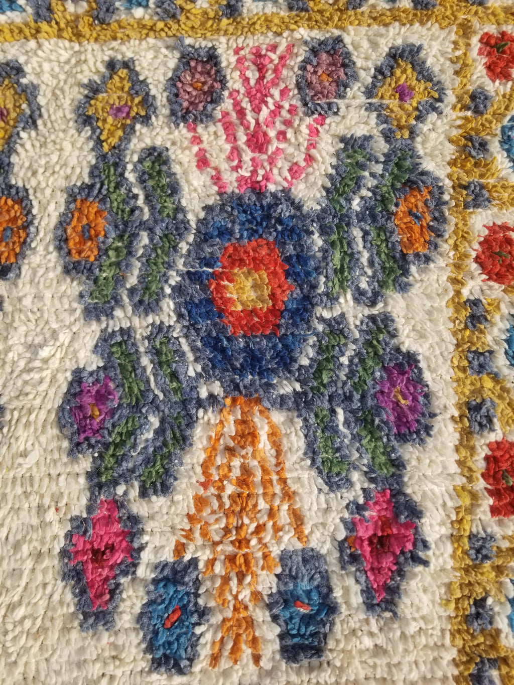Vintage Traditional Handmade Moroccan Beni Ourain Style Wool Shag Rug 230x144cm