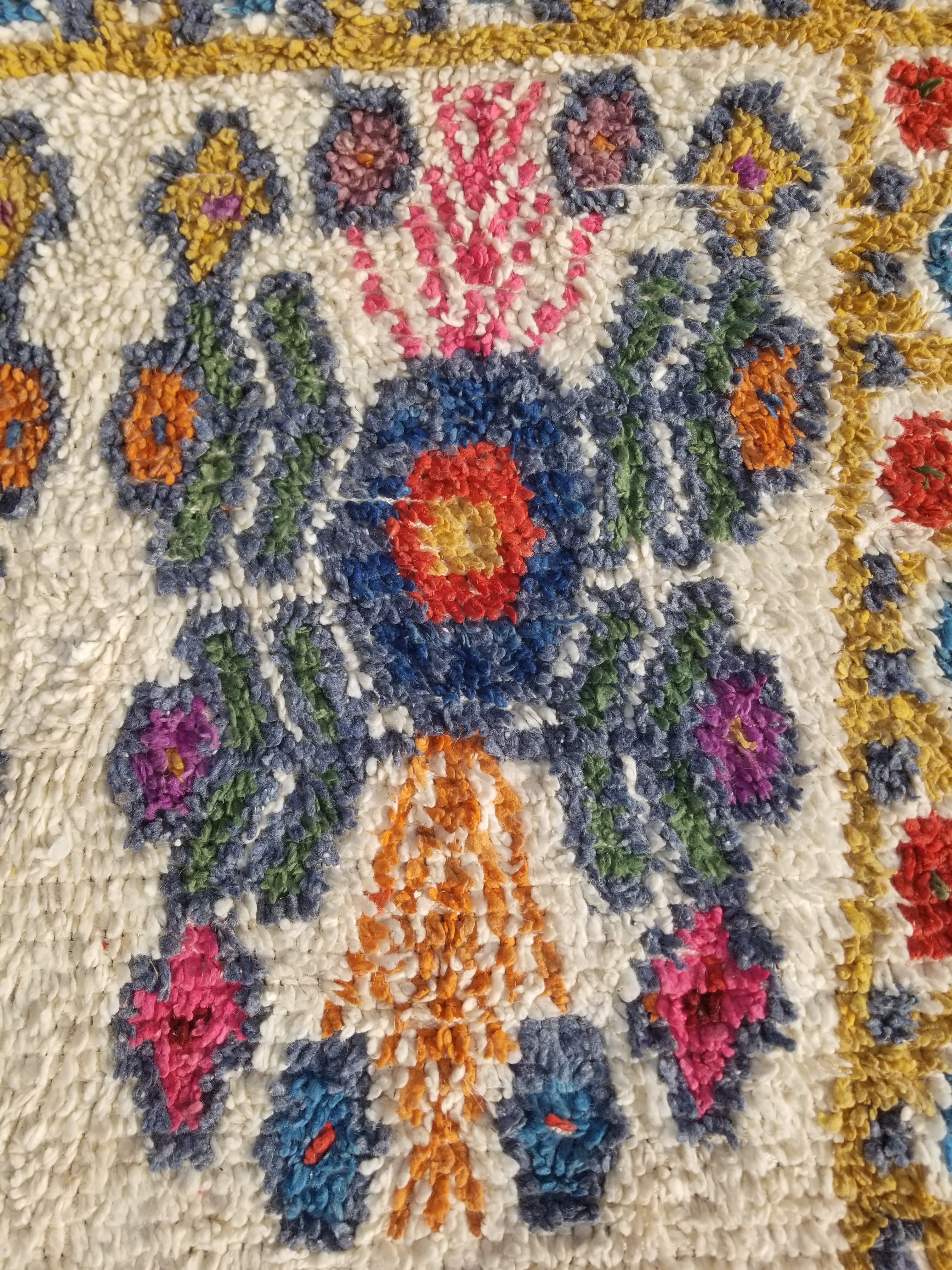 Vintage Traditional Handmade Moroccan Beni Ourain Style Wool Shag Rug 230x144cm