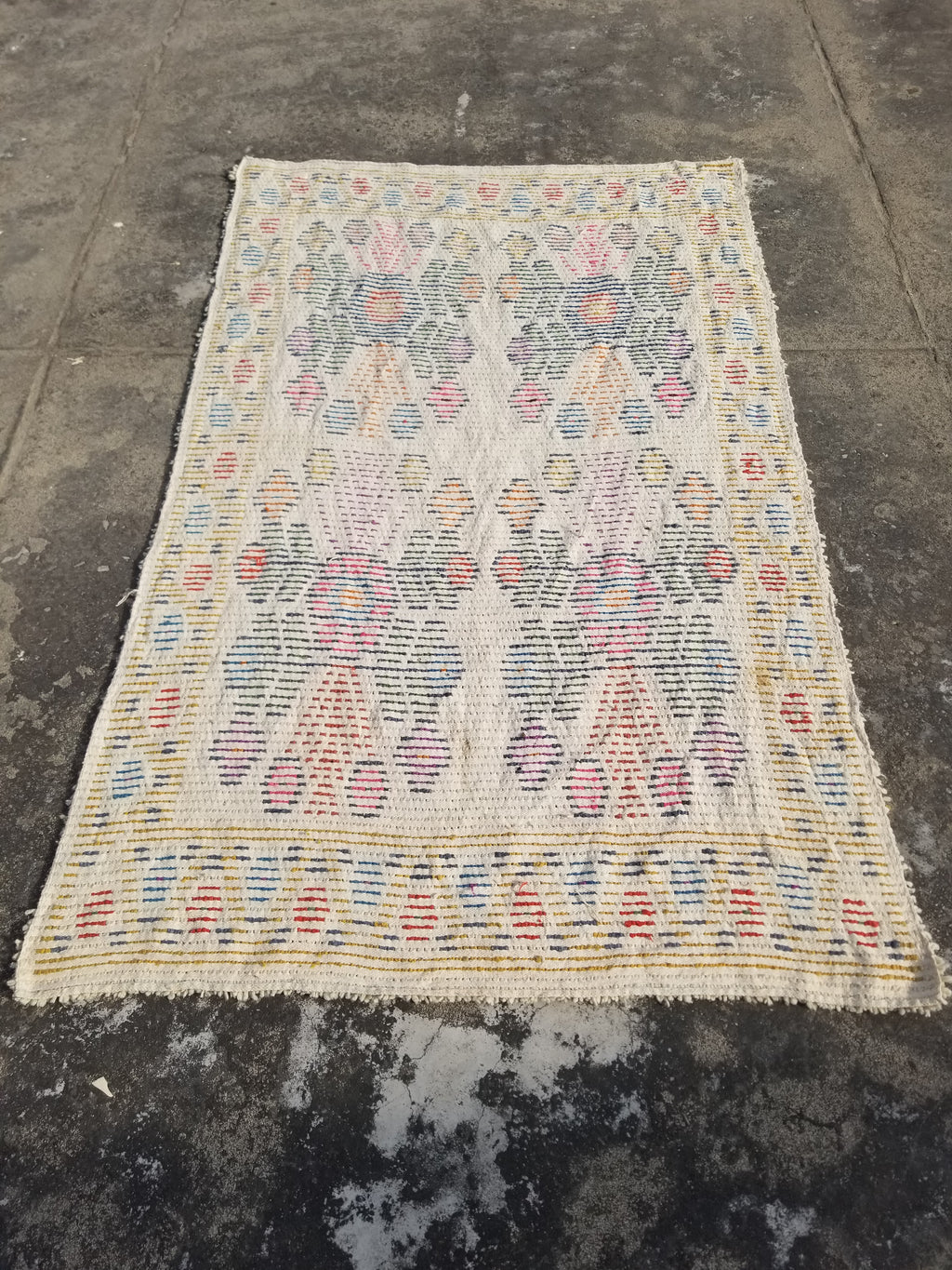 Vintage Traditional Handmade Moroccan Beni Ourain Style Wool Shag Rug 230x144cm