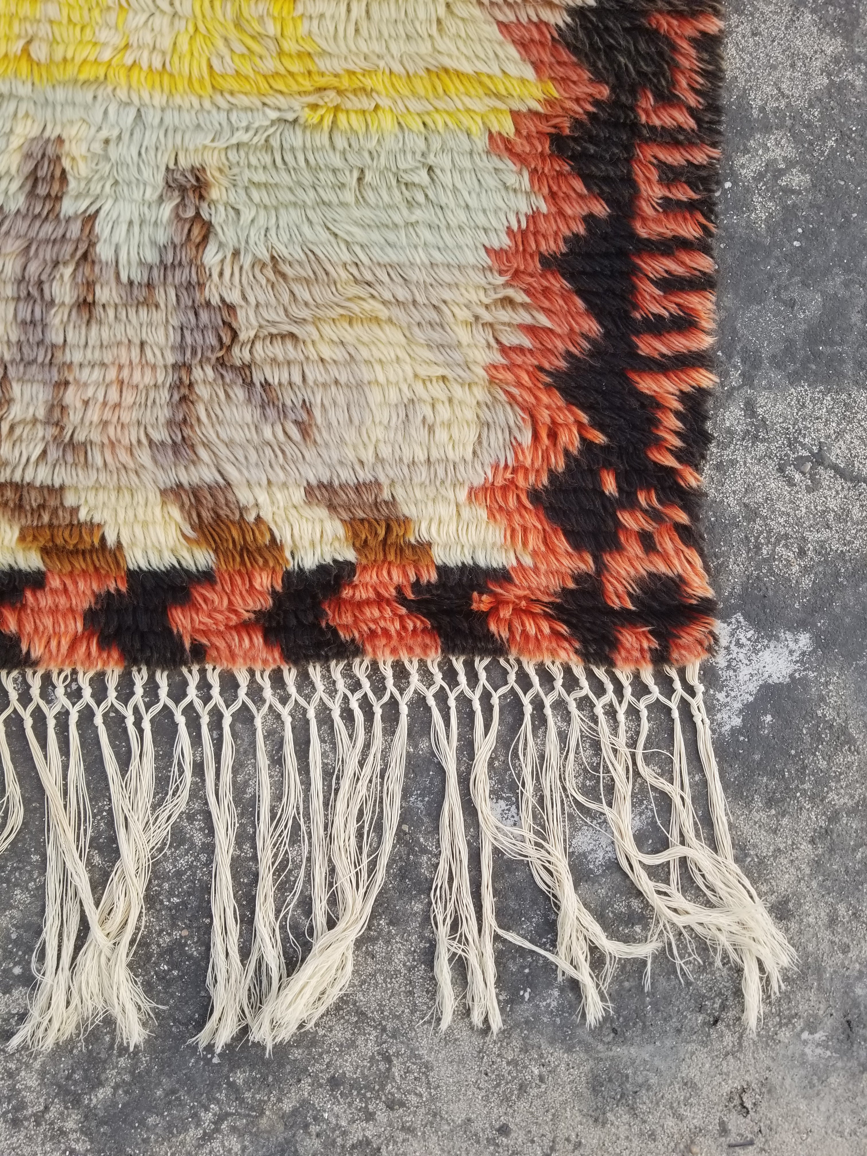 Vintage Traditional Handmade Oriental Wool Multicolor Shag Wall Hanging Rug 138x71cm