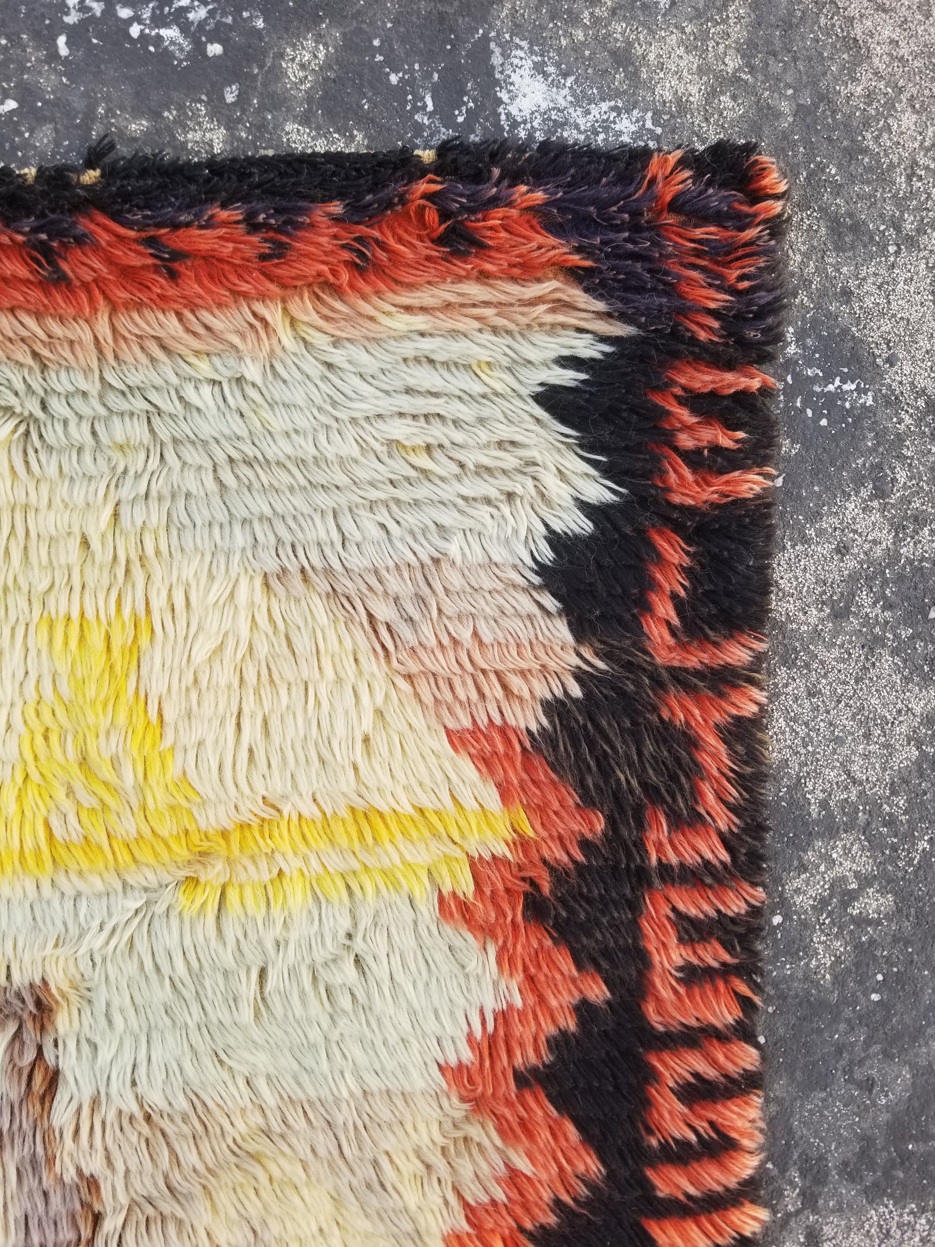 Vintage Traditional Handmade Oriental Wool Multicolor Shag Wall Hanging Rug 138x71cm