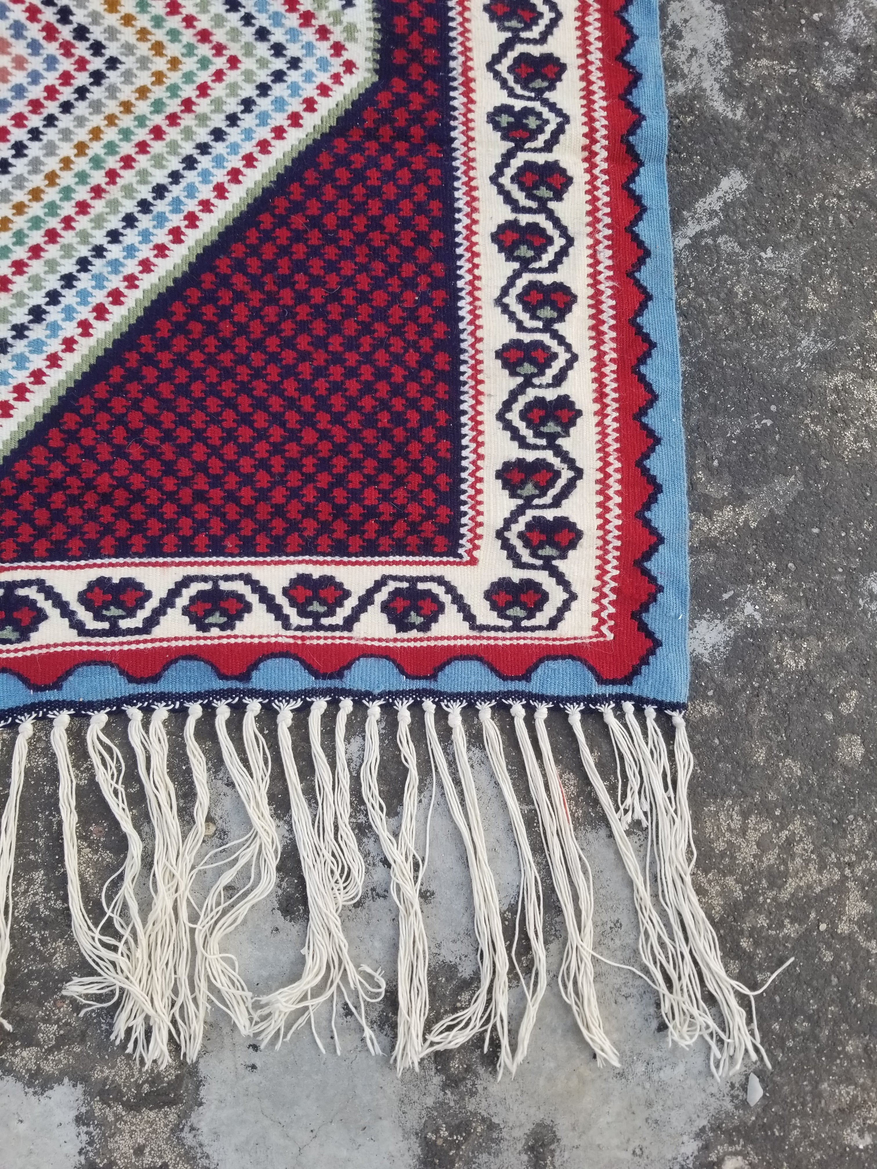 Vintage Traditonal Handwoven Senna Wool Multicolor Kilim 183x99cm
