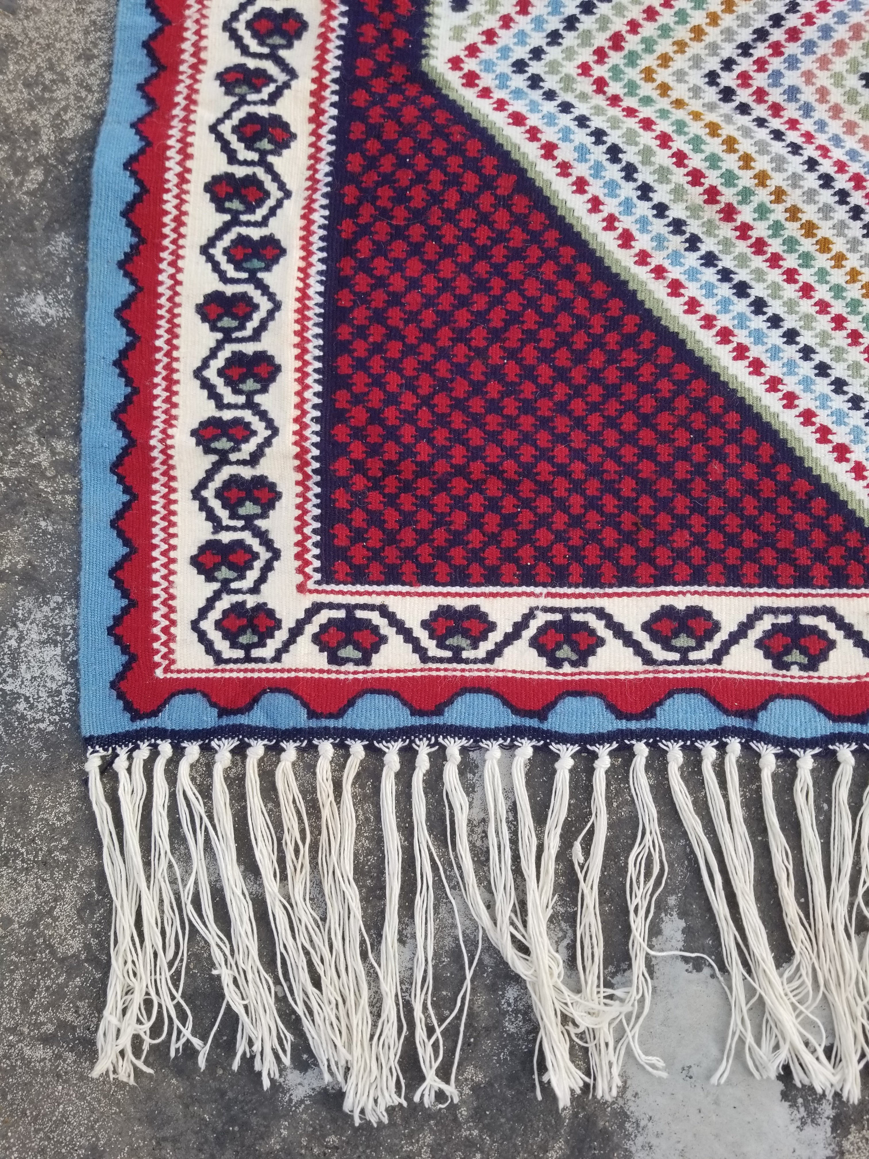 Vintage Traditonal Handwoven Senna Wool Multicolor Kilim 183x99cm