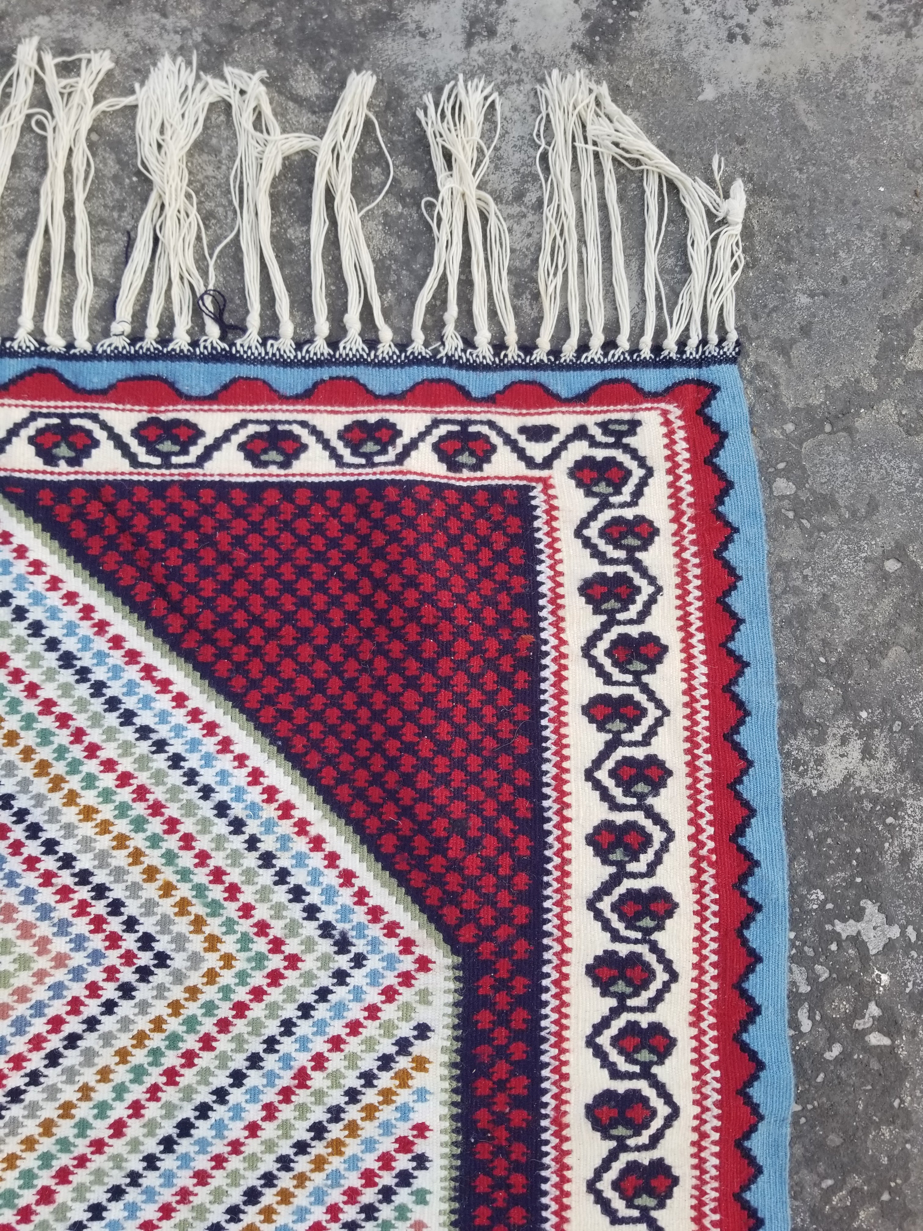 Vintage Traditonal Handwoven Senna Wool Multicolor Kilim 183x99cm
