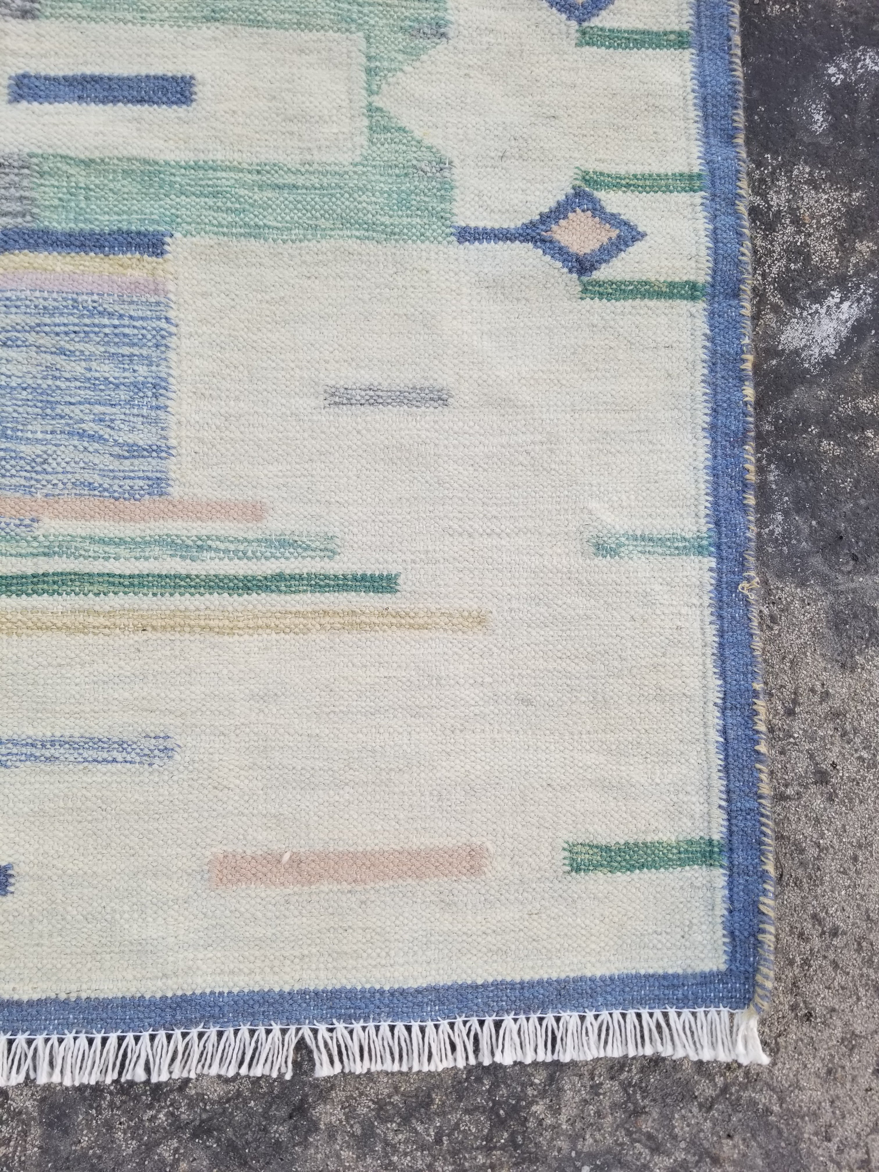 Vintage Traditional Handwoven Scandinavian Wool Multicolor Kilim 173x96cm