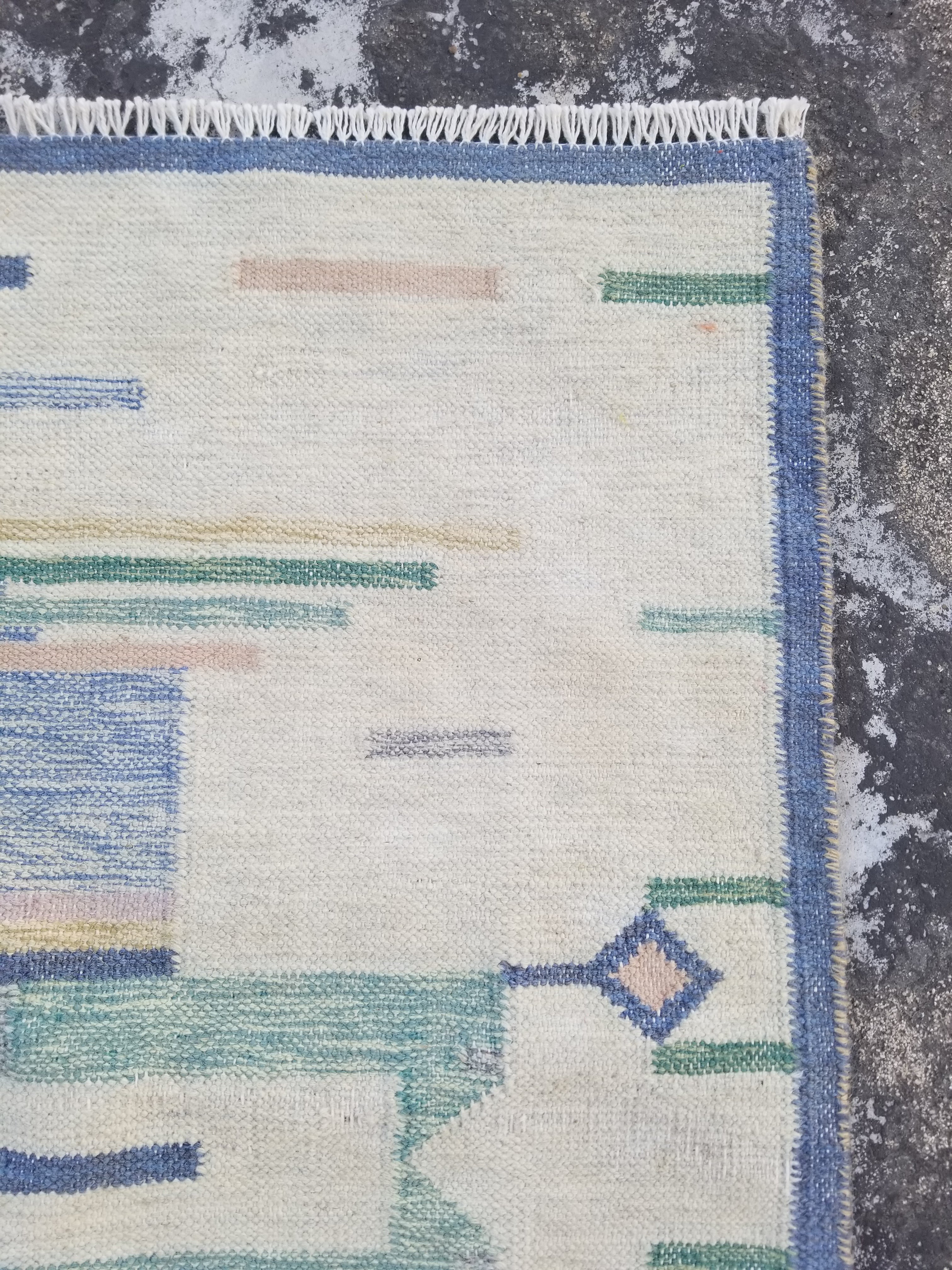 Vintage Traditional Handwoven Scandinavian Wool Multicolor Kilim 173x96cm