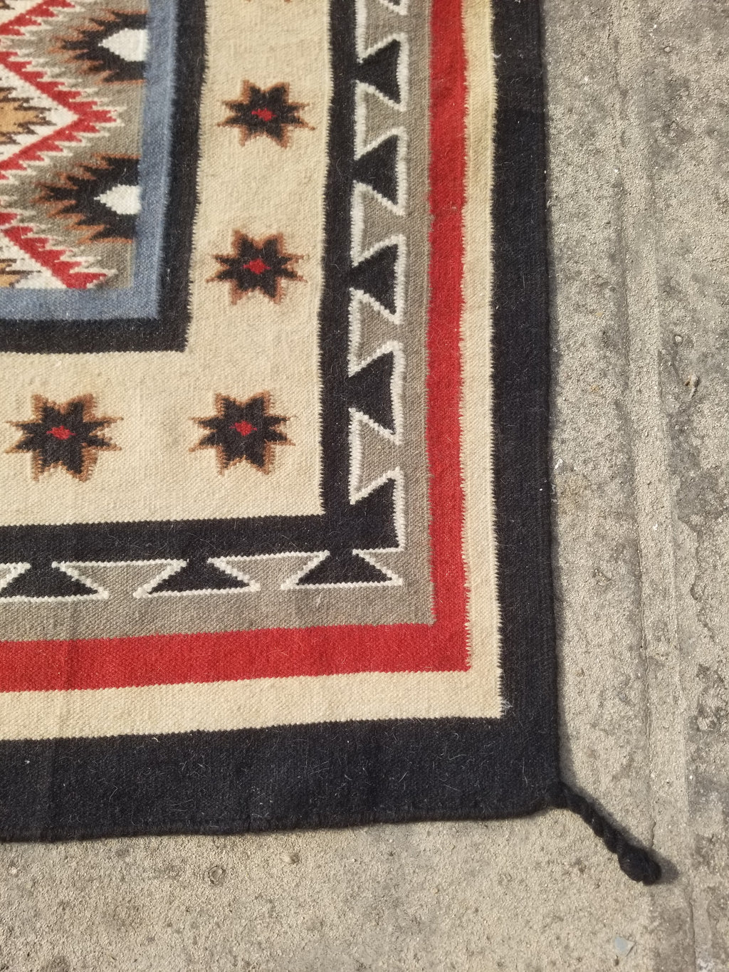 Vintage Traditional Handwoven Mexican Wool Multicolor Kilim Rug 242x151