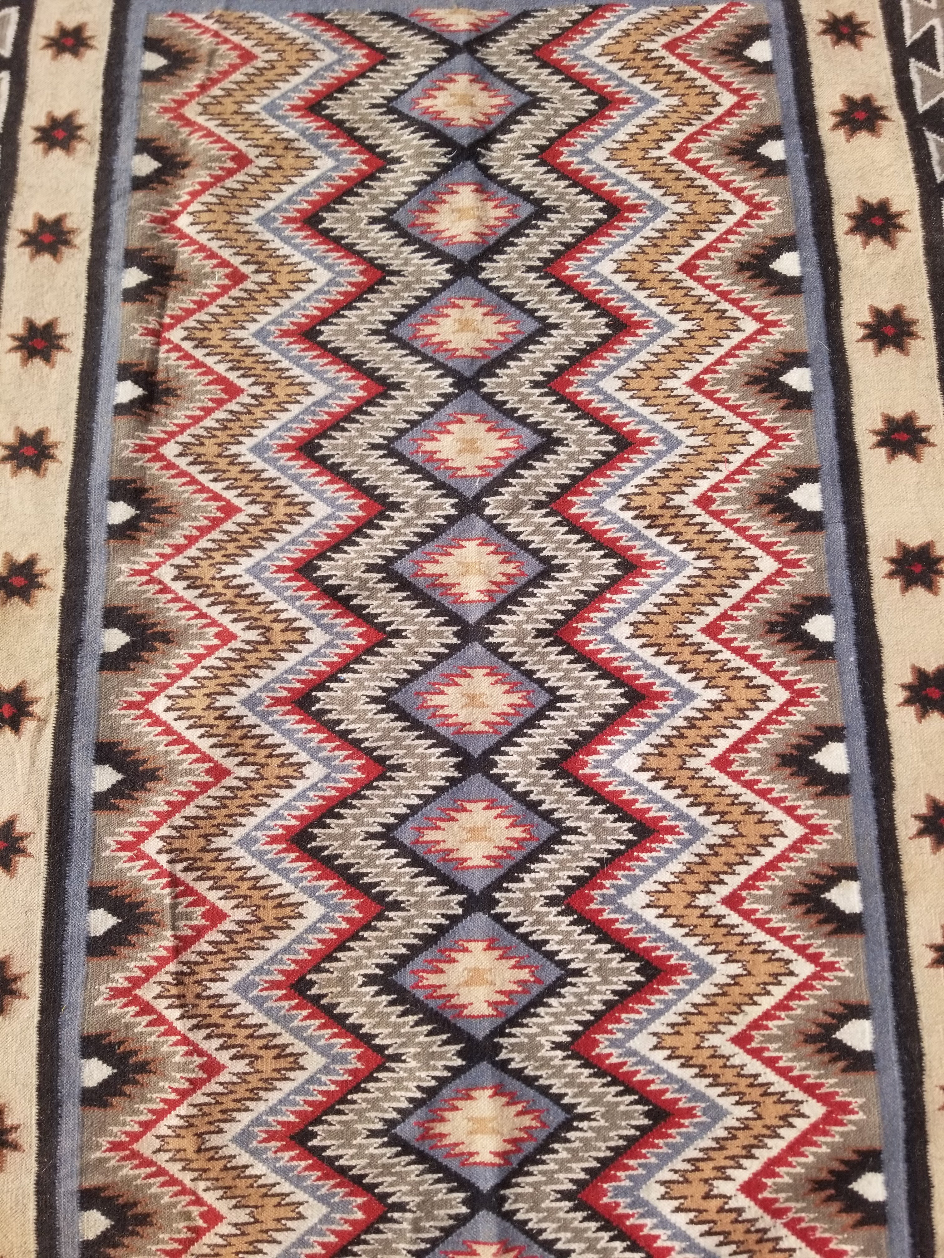 Vintage Traditional Handwoven Mexican Wool Multicolor Kilim Rug 242x151