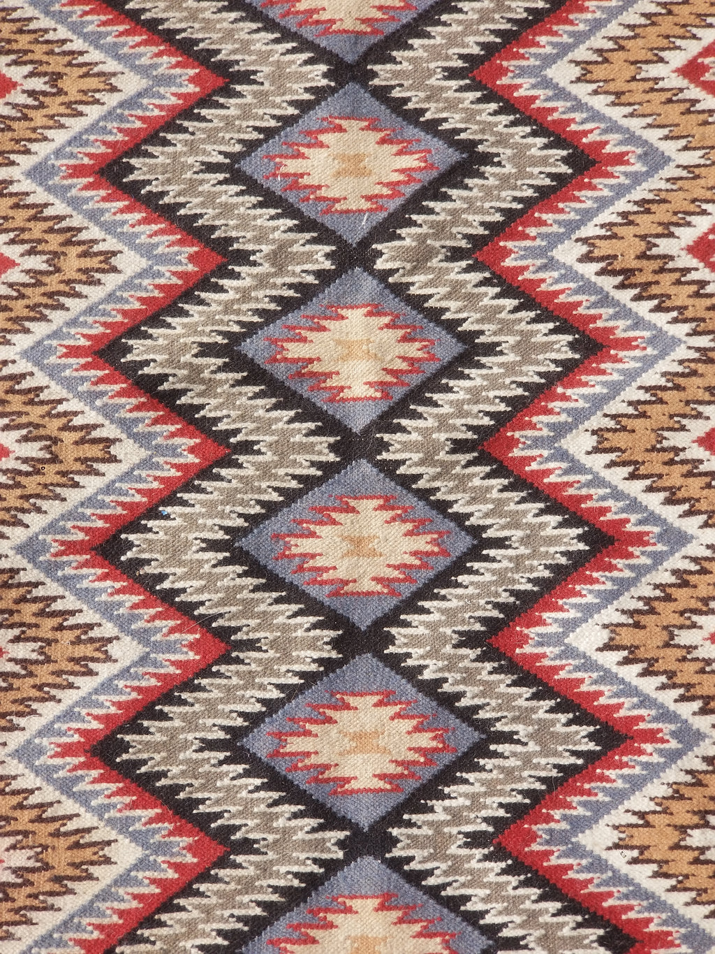 Vintage Traditional Handwoven Mexican Wool Multicolor Kilim Rug 242x151