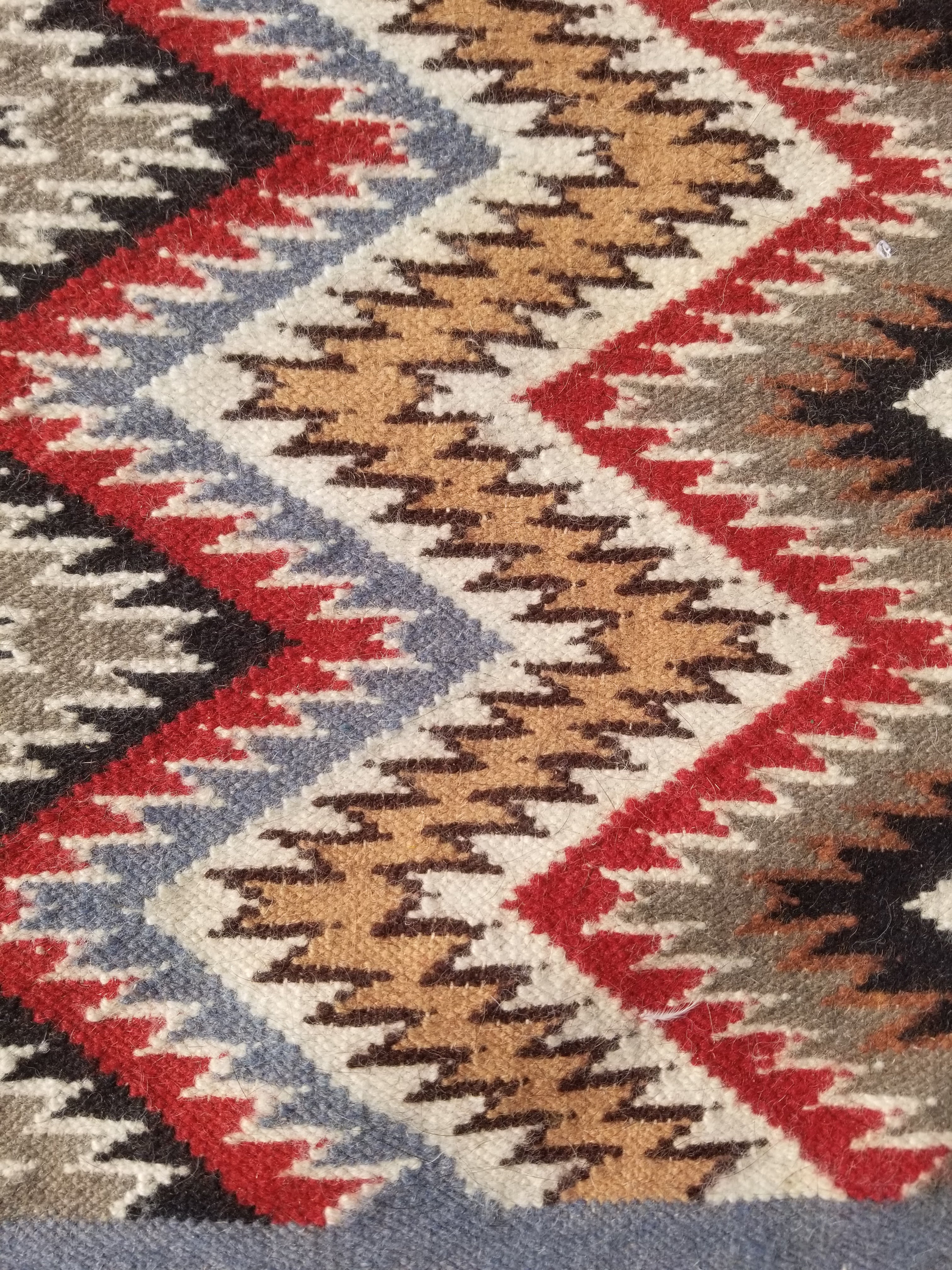 Vintage Traditional Handwoven Mexican Wool Multicolor Kilim Rug 242x151