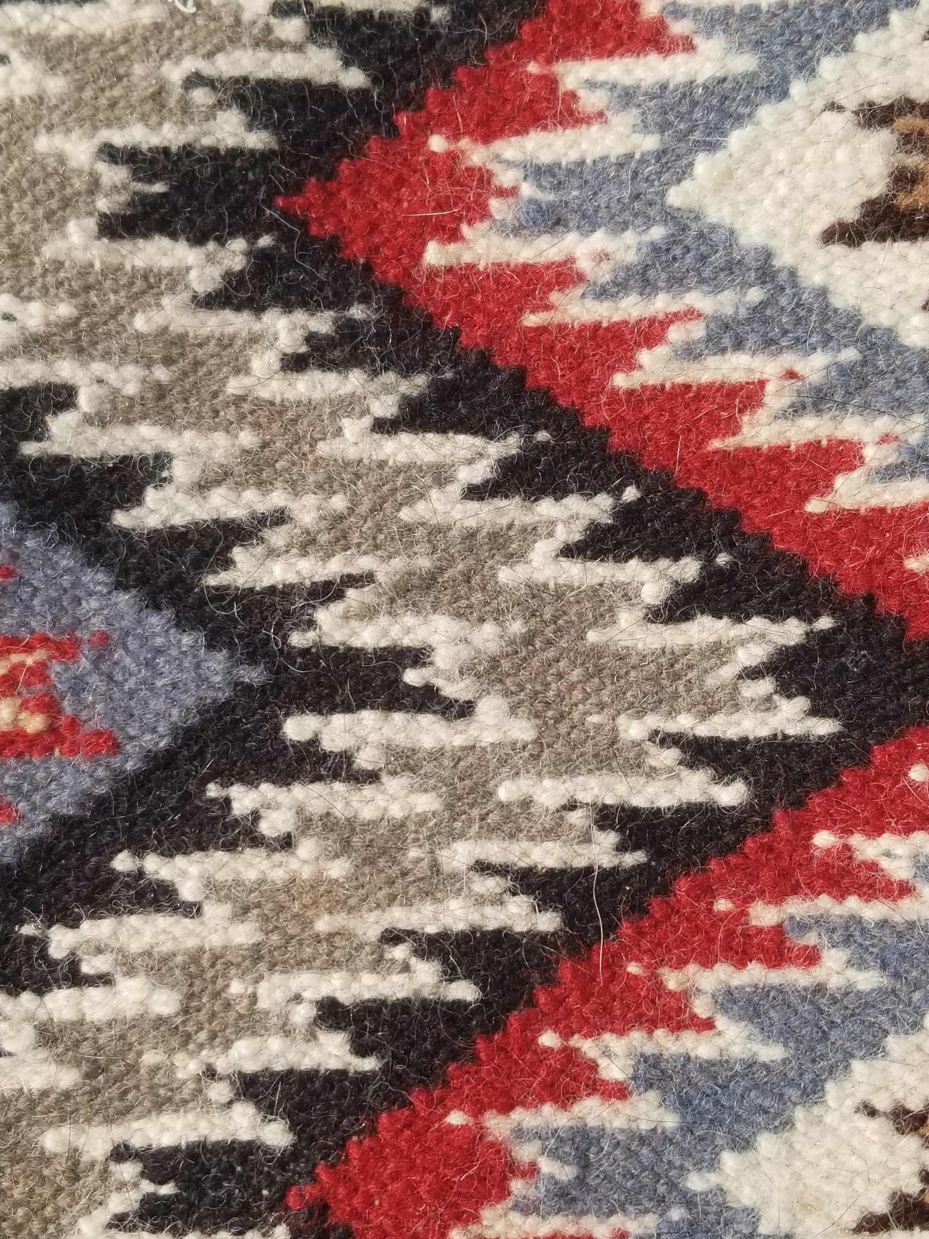 Vintage Traditional Handwoven Mexican Wool Multicolor Kilim Rug 242x151